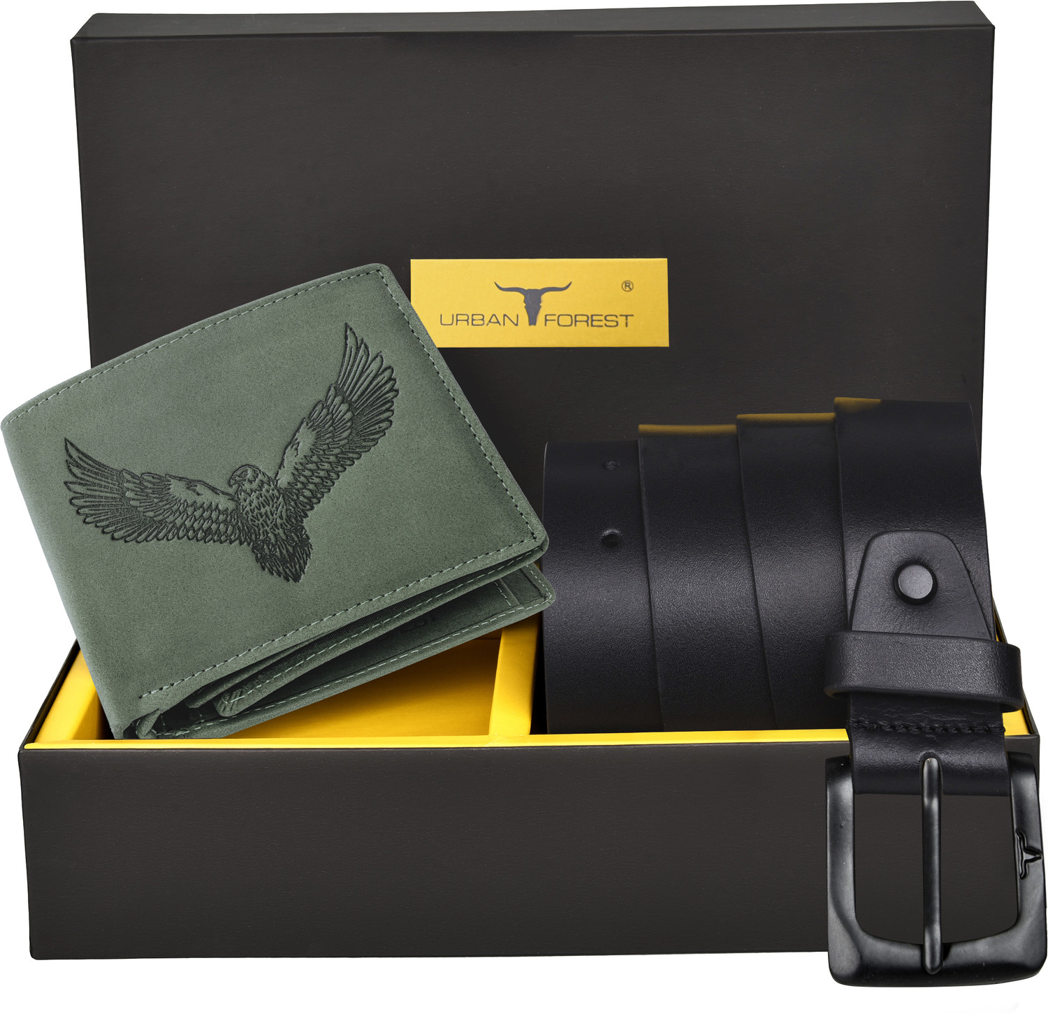 Image of URBAN FOREST Men Casual, Trendy, Formal, Travel Green Genuine Leather Wallet