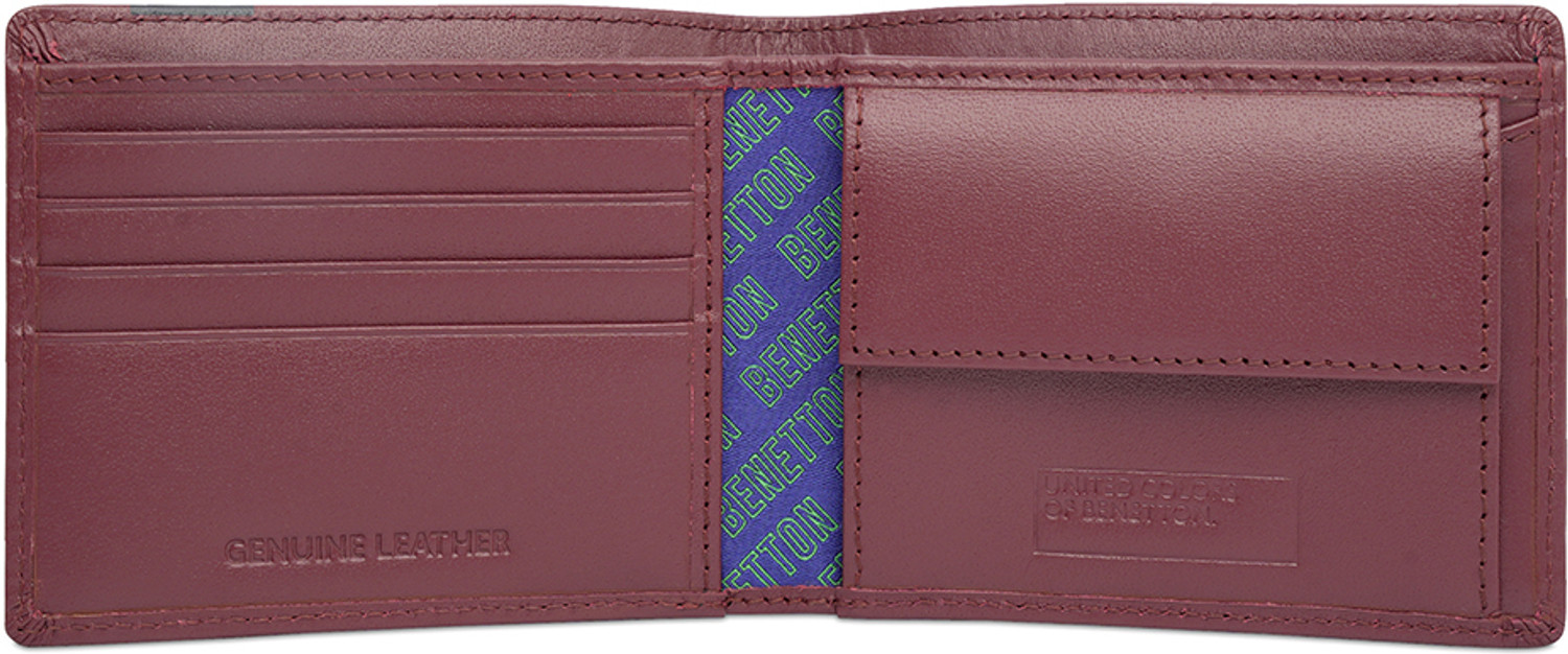 Image of United Colors of Benetton Men Casual Maroon Genuine Leather Wallet