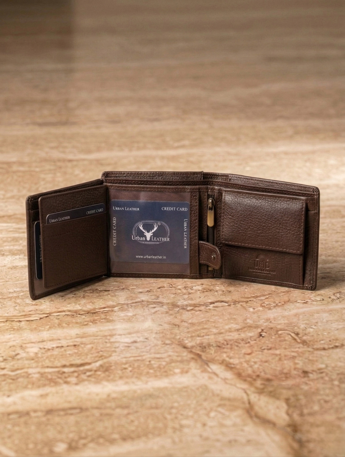 Image of URBAN LEATHER Men Casual, Formal, Travel Brown Genuine Leather Wallet