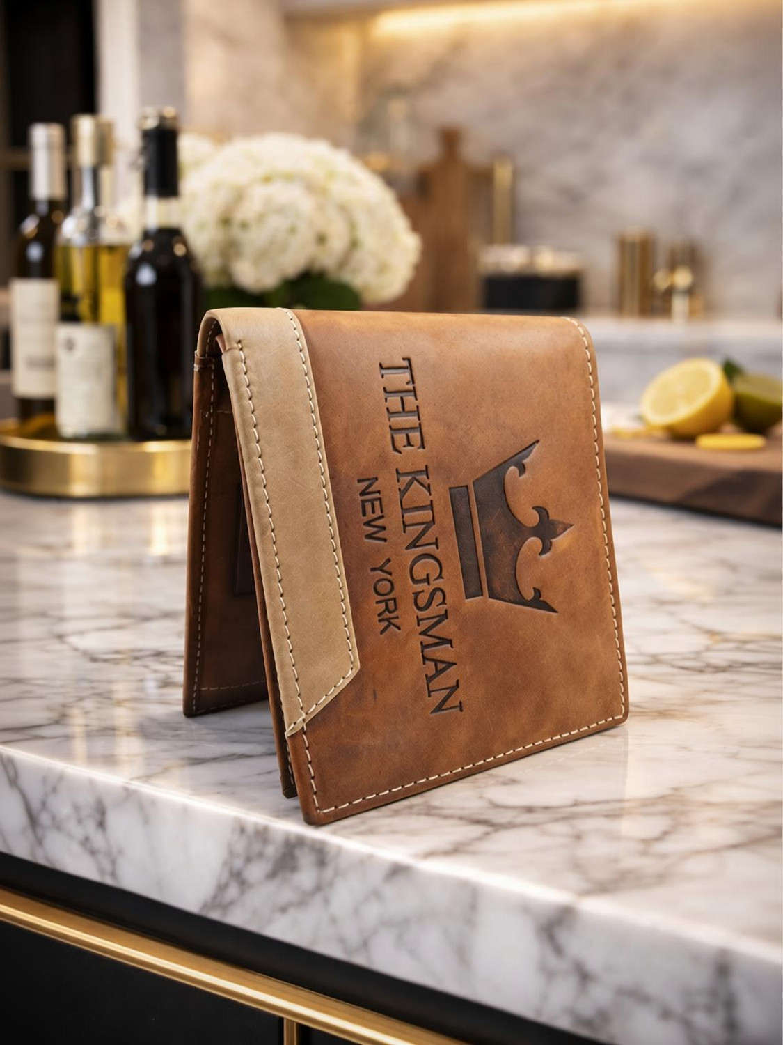 Image of THE KINGSMAN NEWYORK Men Casual, Evening /Party, Ethnic, Trendy, Travel Brown Genuine Leather RFID Wallet (7 Card Slots)