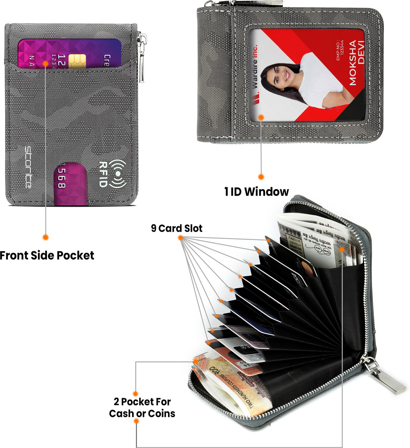 Image of STORITE Men & Women Casual, Formal, Travel, Trendy Grey Artificial Leather Card Holder