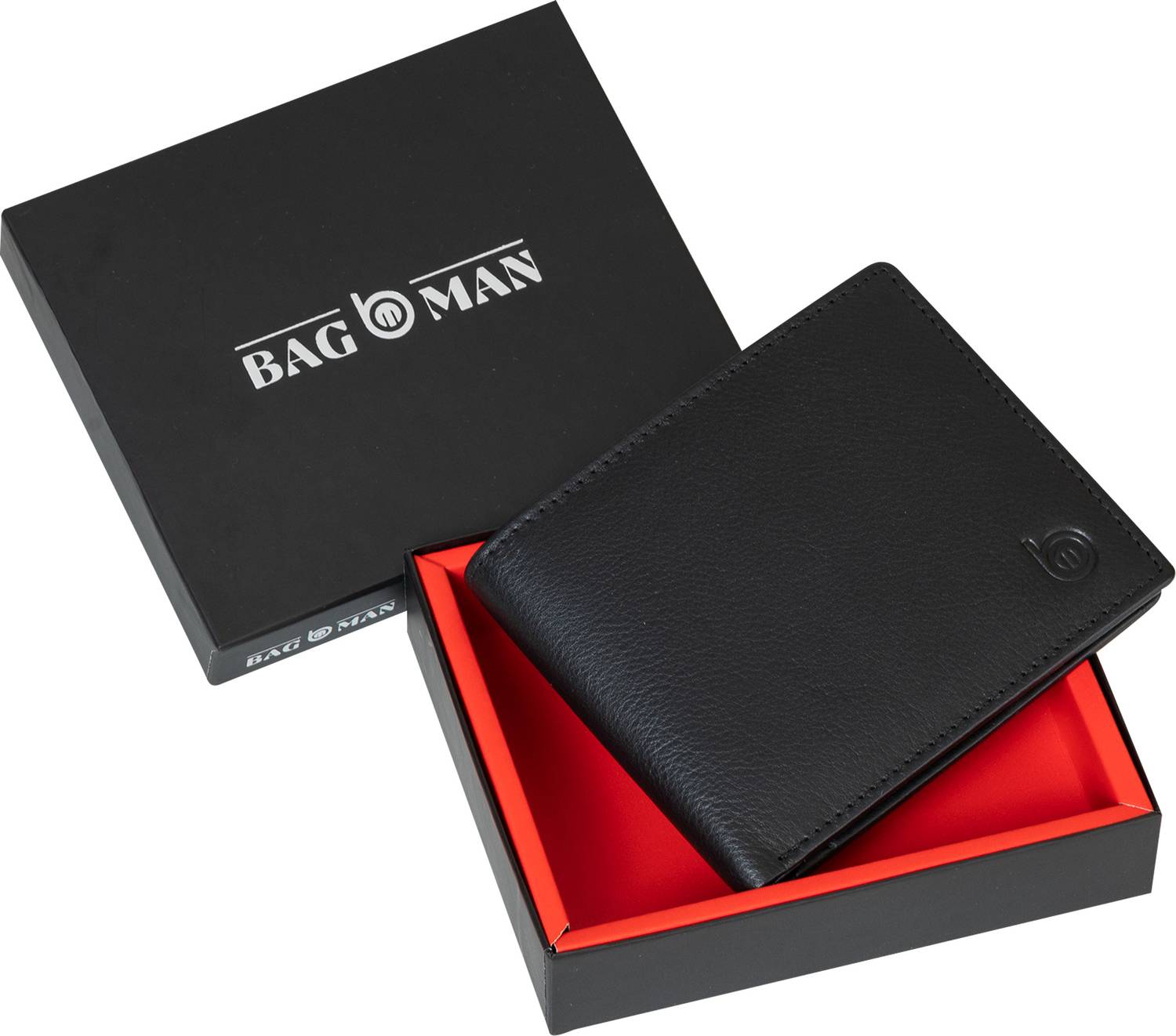 BAGMAN Men Casual Black Genuine Leather Wallet