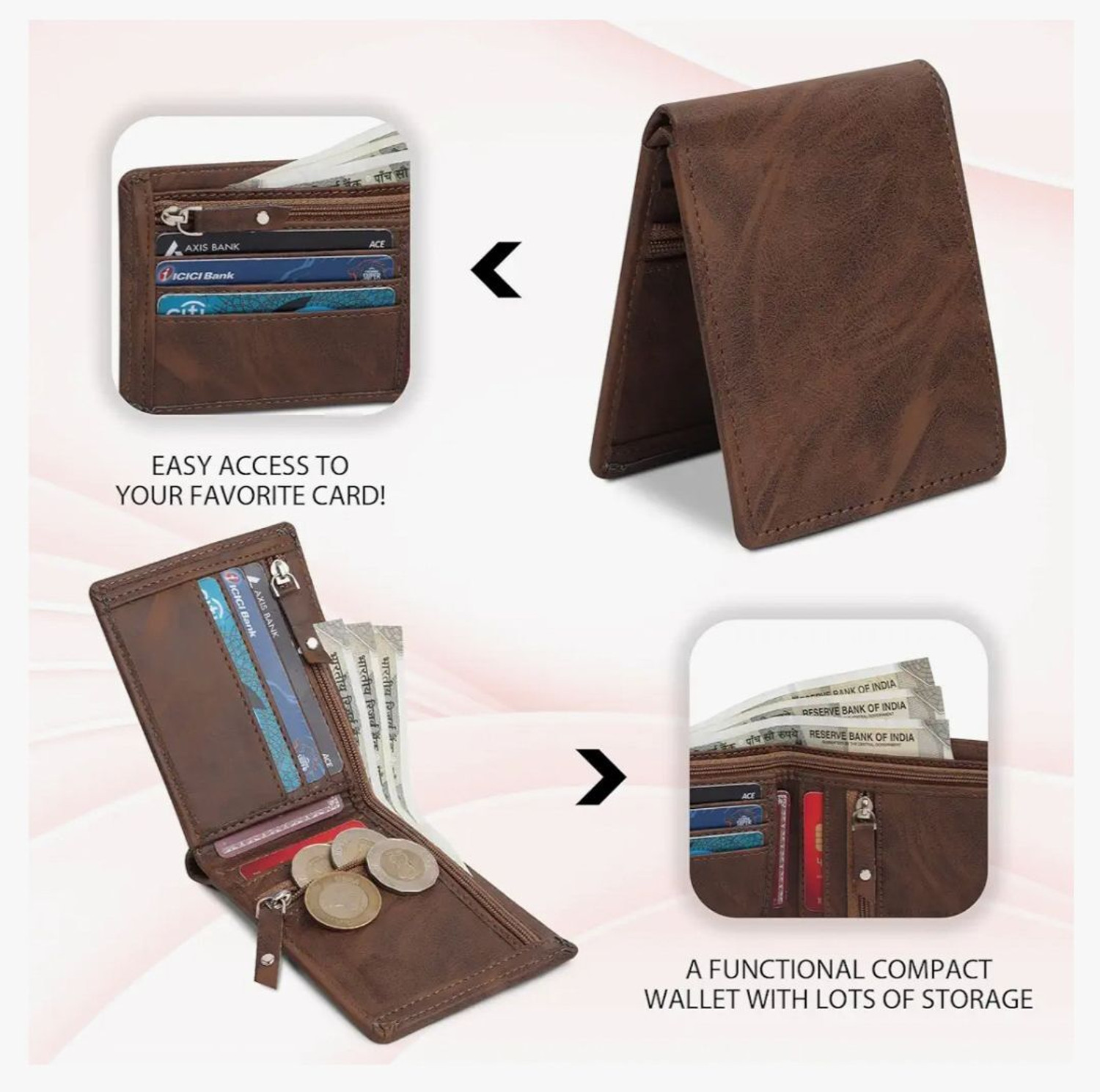 Image of ZORO Men Travel, Trendy, Evening /Party, Casual, Formal, Ethnic Brown Genuine Leather Wallet