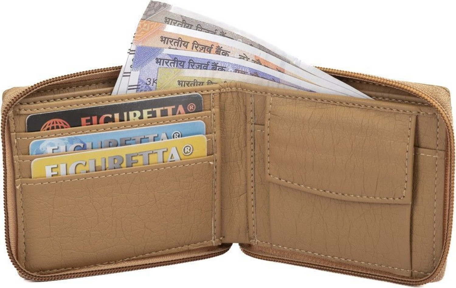 Image of Hidelink Men & Women Casual, Ethnic, Evening /Party, Formal, Travel, Ethnic, Trendy Beige Artificial Leather Wallet