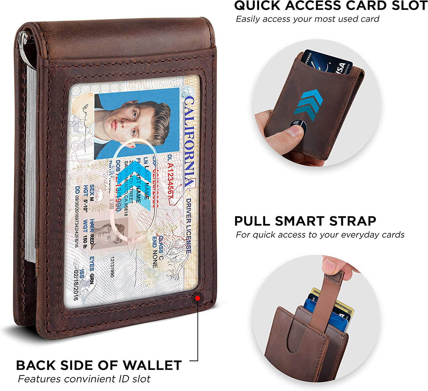 Image of CONTACTS Men Trendy Brown Genuine Leather Card Holder