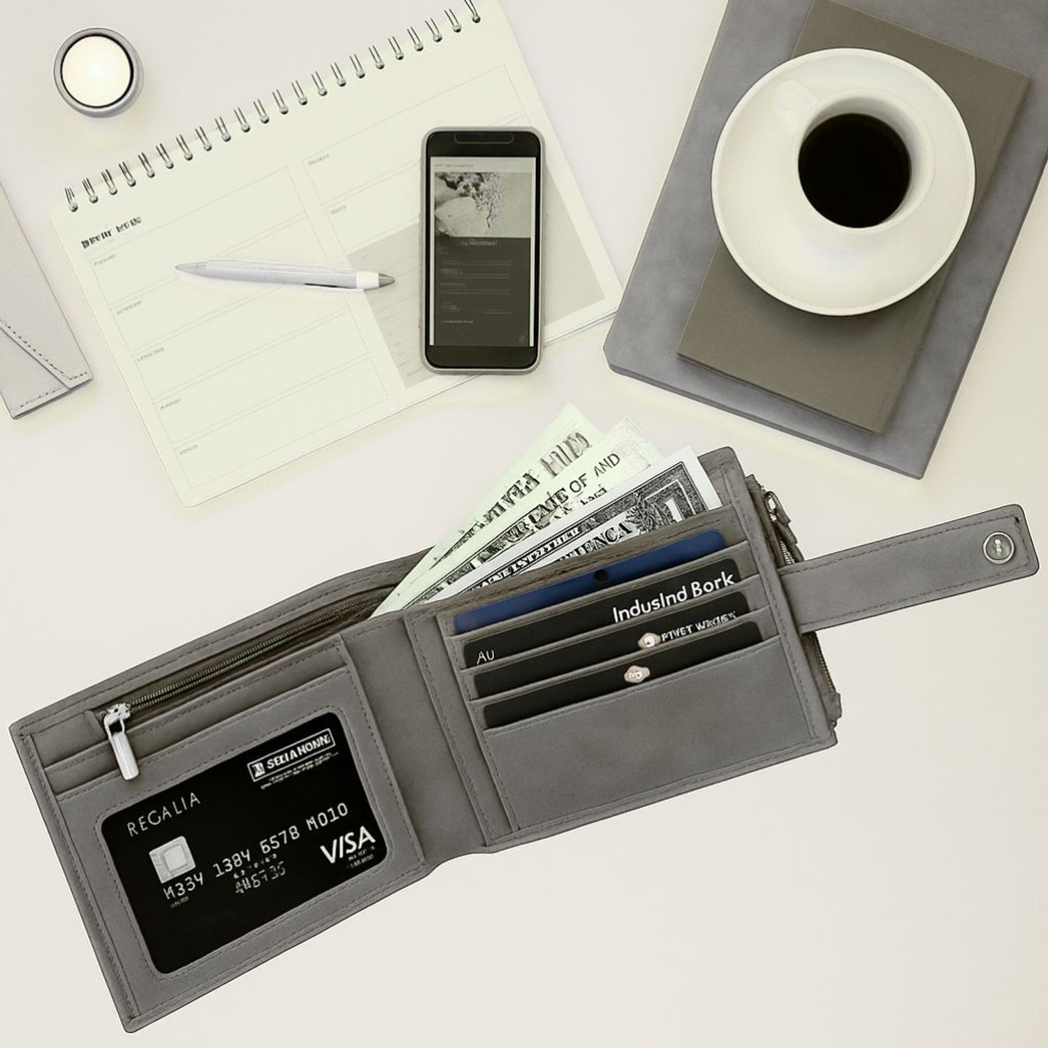 Image of BULLFINCH Men Evening /Party, Trendy, Casual Grey Artificial Leather Wallet