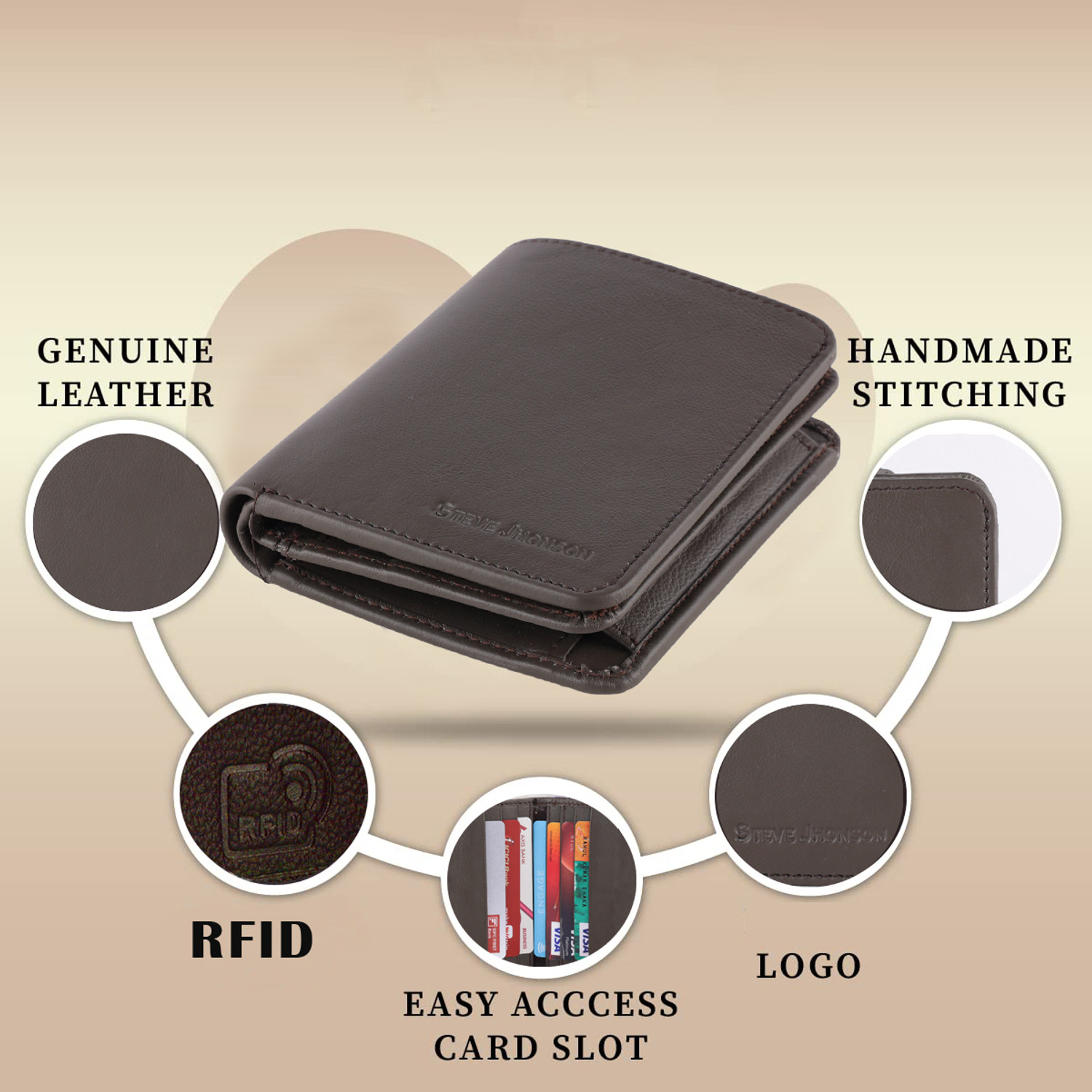 Image of Steve J Men Casual, Travel, Trendy Grey Genuine Leather Wallet