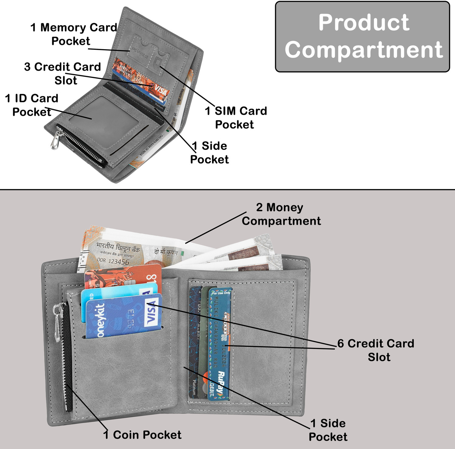 Image of STORITE Men Casual, Travel, Formal, Trendy Grey Artificial Leather Wallet
