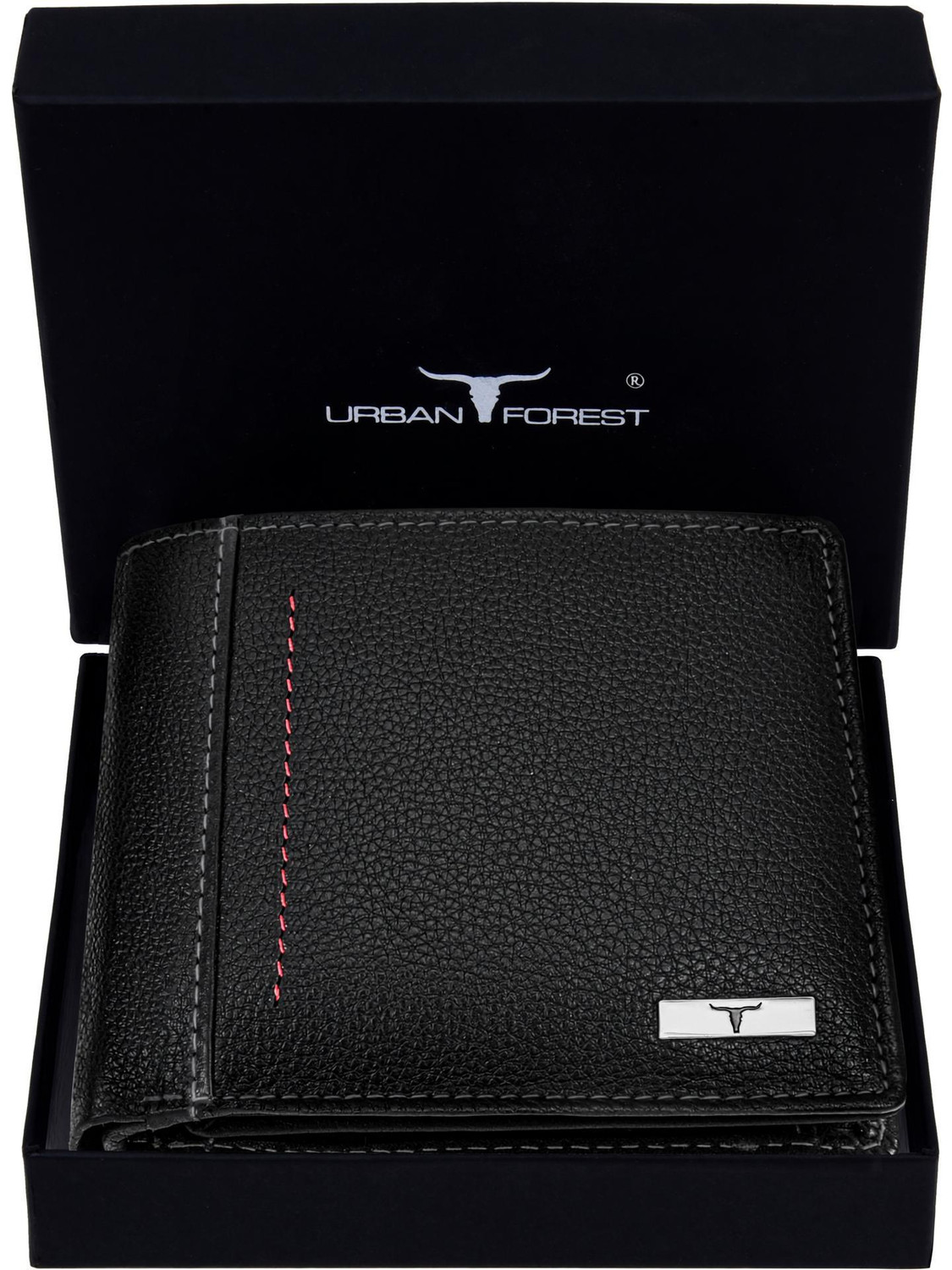 Image of URBAN FOREST Men Casual Black Genuine Leather Wallet