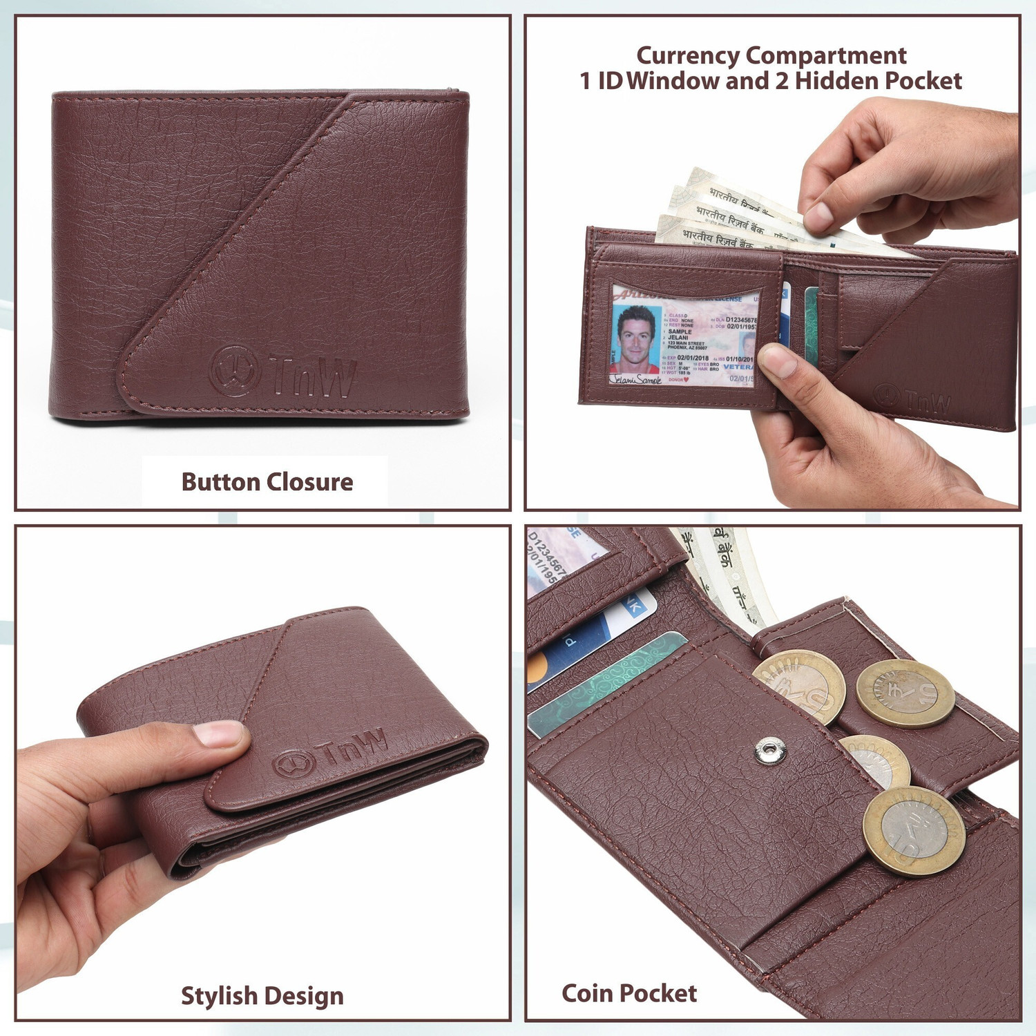 Image of TnW Men Brown Artificial Leather Wallet