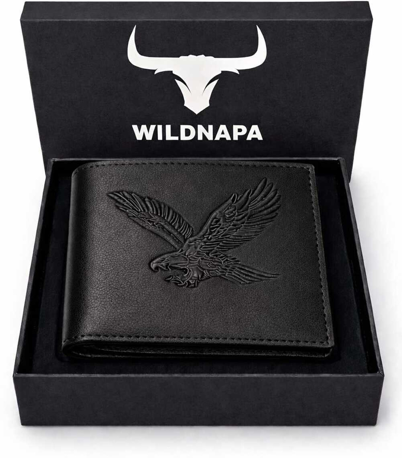 Image of WILD NAPA Men Black Genuine Leather Wallet