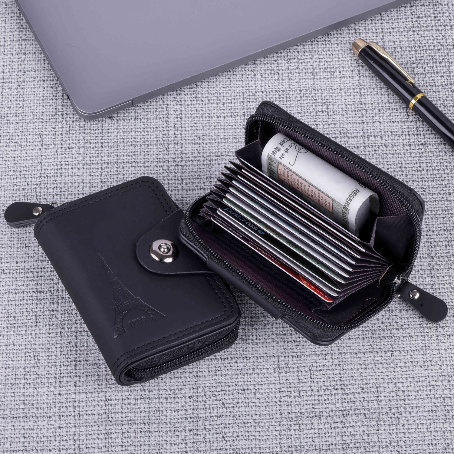 Image of METRONAUT Men Casual, Formal Black Genuine Leather Card Holder