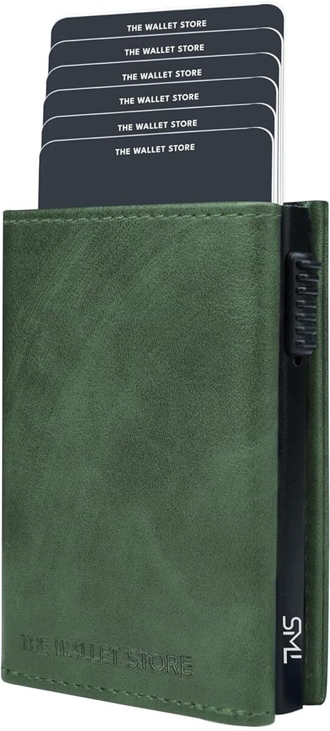 Image of thewalletstore Men Casual Green Genuine Leather Wallet