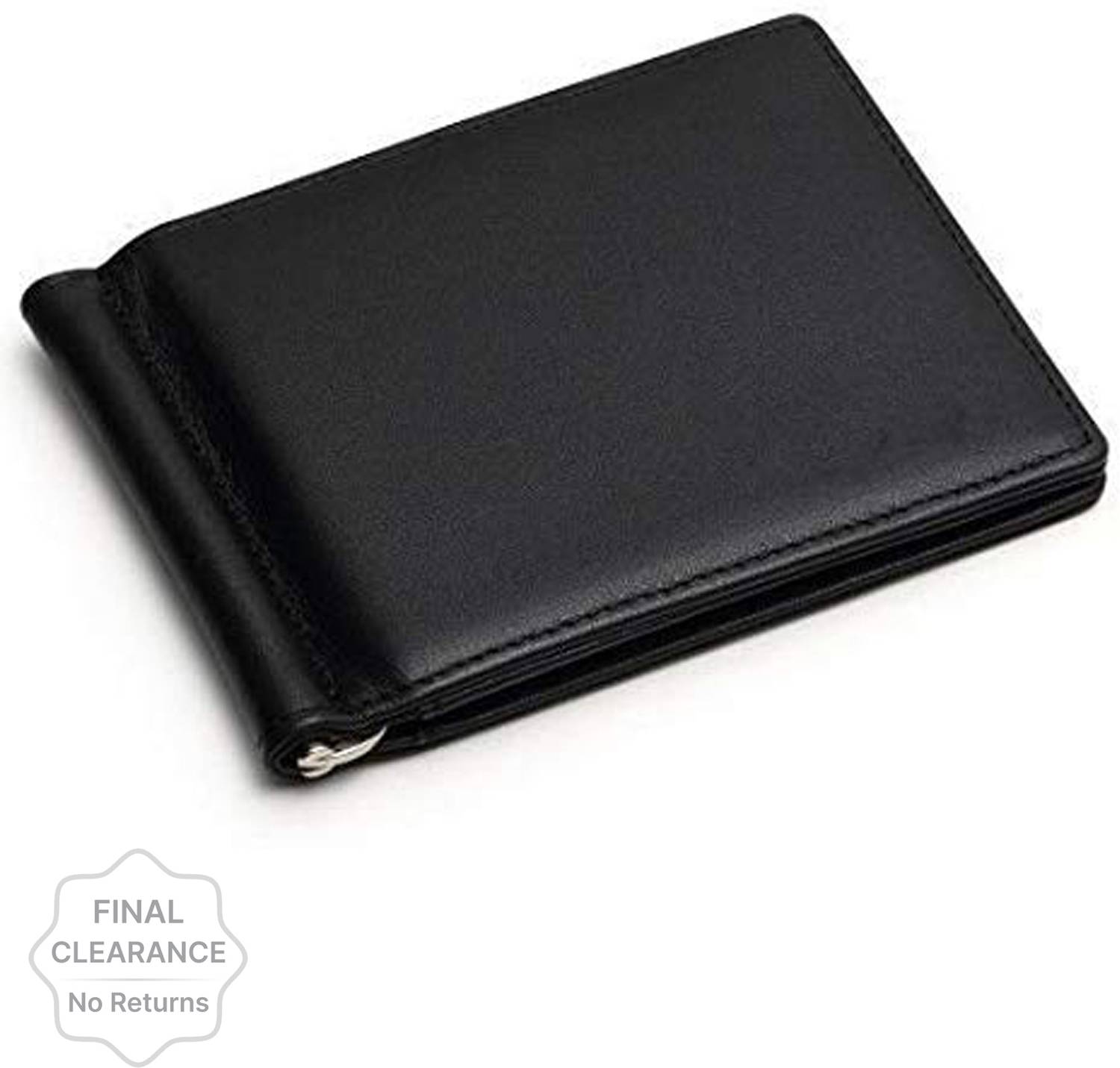 USL Men Black Leather Money Clip