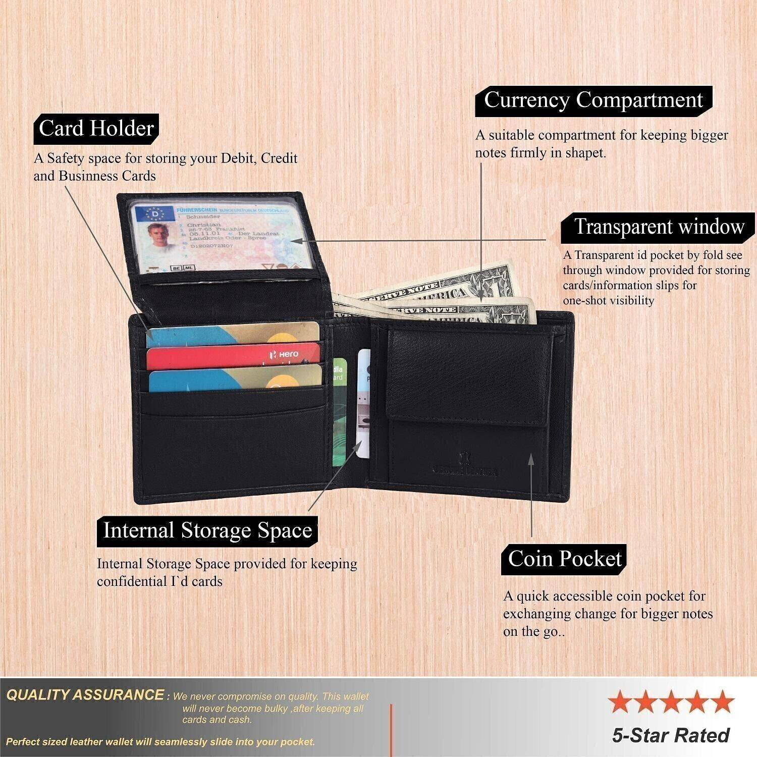URBAN Men Black Genuine Leather Wallet - Image 4