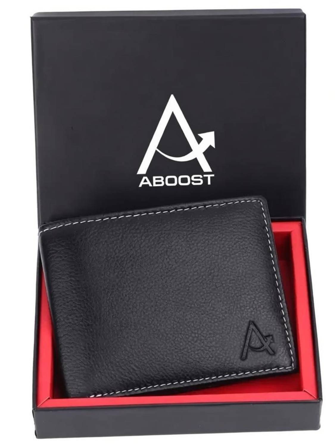 ABOOST Men Casual, Formal, Evening/Party, Travel, Trendy Black Genuine Leather Wallet