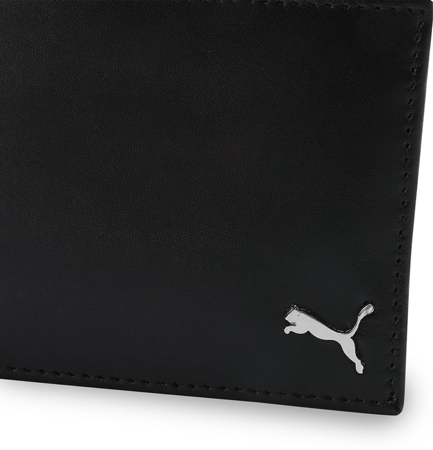 PUMA Men Black Genuine Leather Wallet (3 Card Slots)