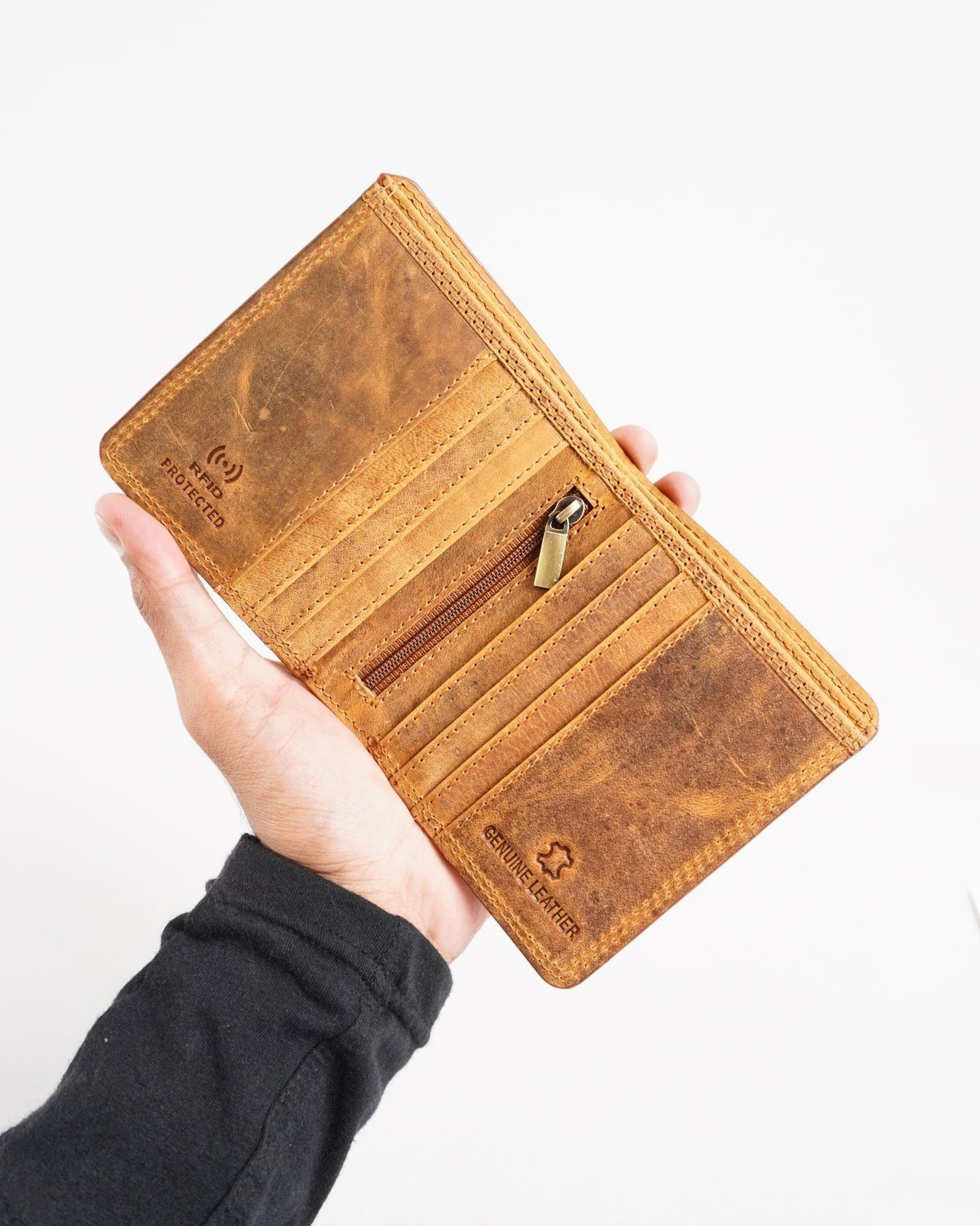 Image of BELFORD ENGLAND Men Tan Genuine Leather Wallet