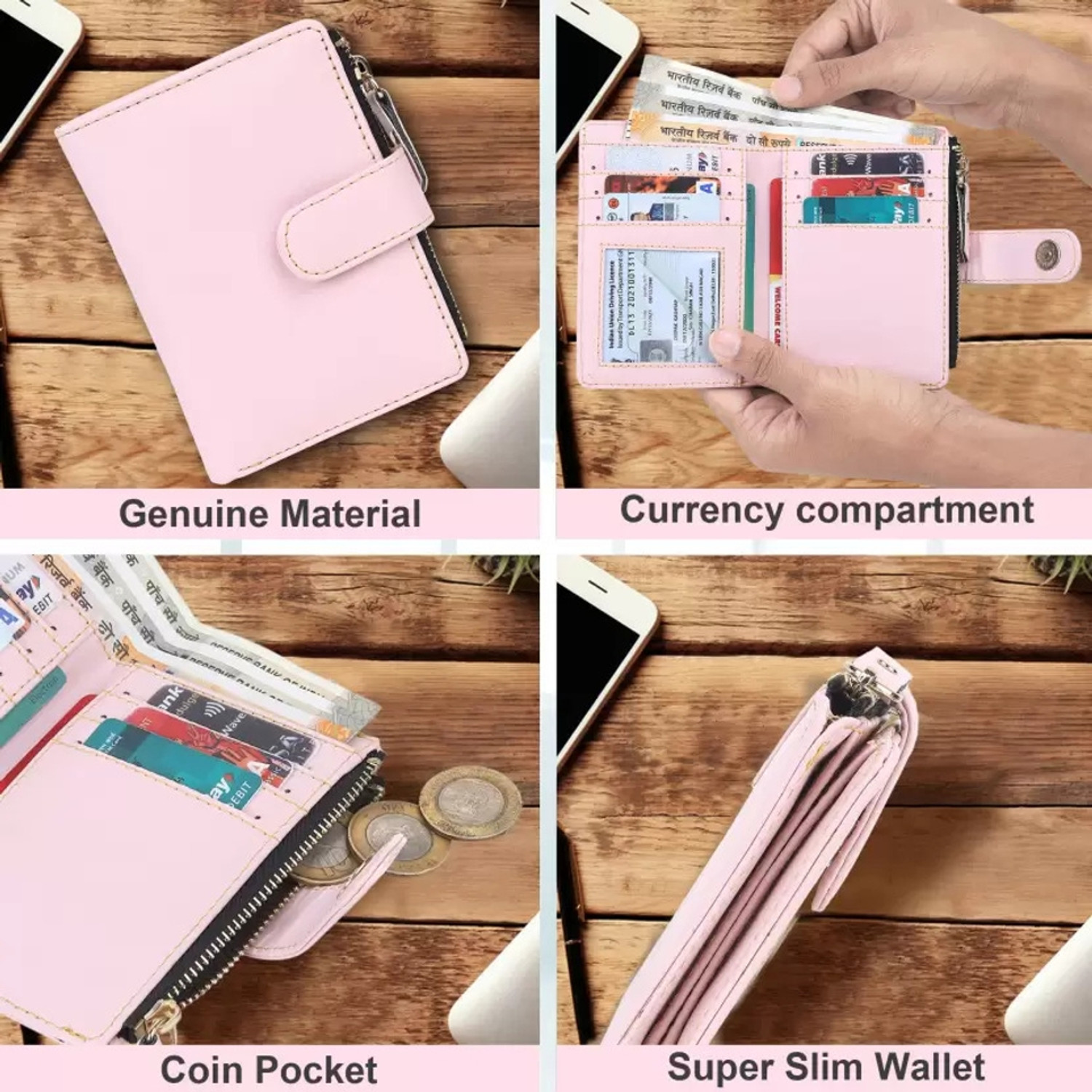 Image of JND Girls Casual Pink Artificial Leather Wallet