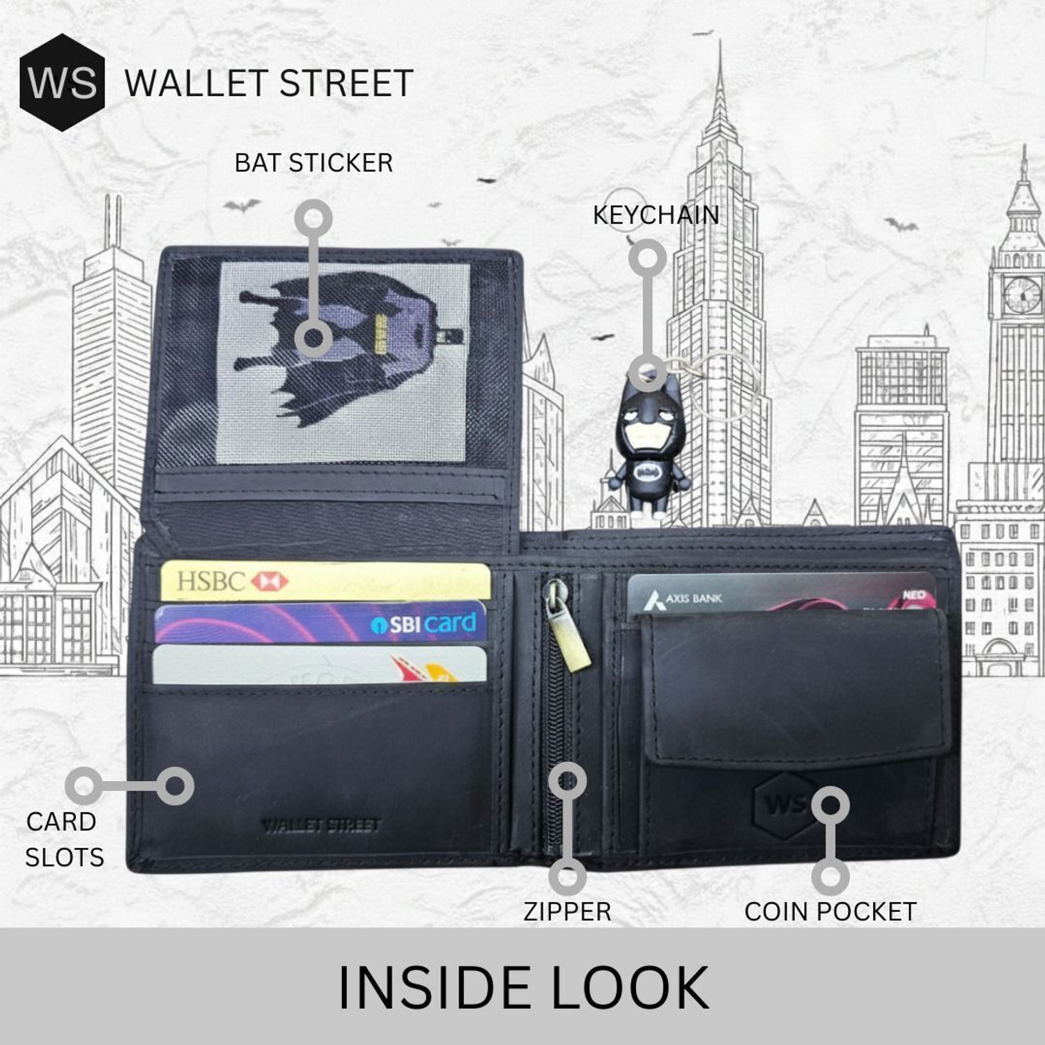 Image of WALLETSTREET Men Trendy, Formal, Evening /Party, Travel Black Genuine Leather Wallet