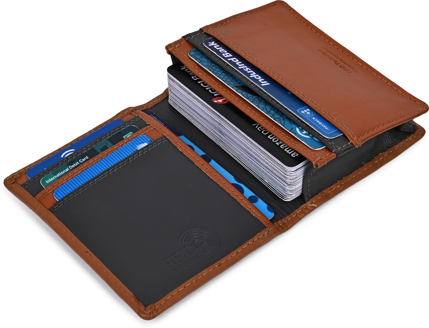 Image of Vital King Men Trendy, Casual, Evening /Party Orange Genuine Leather Card Holder