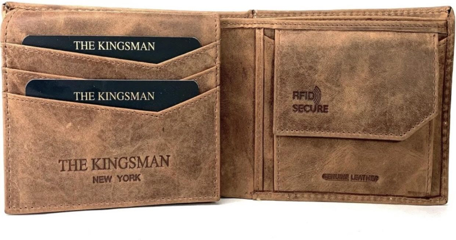 Image of THE KINGSMAN NEWYORK Men Brown Genuine Leather Wallet