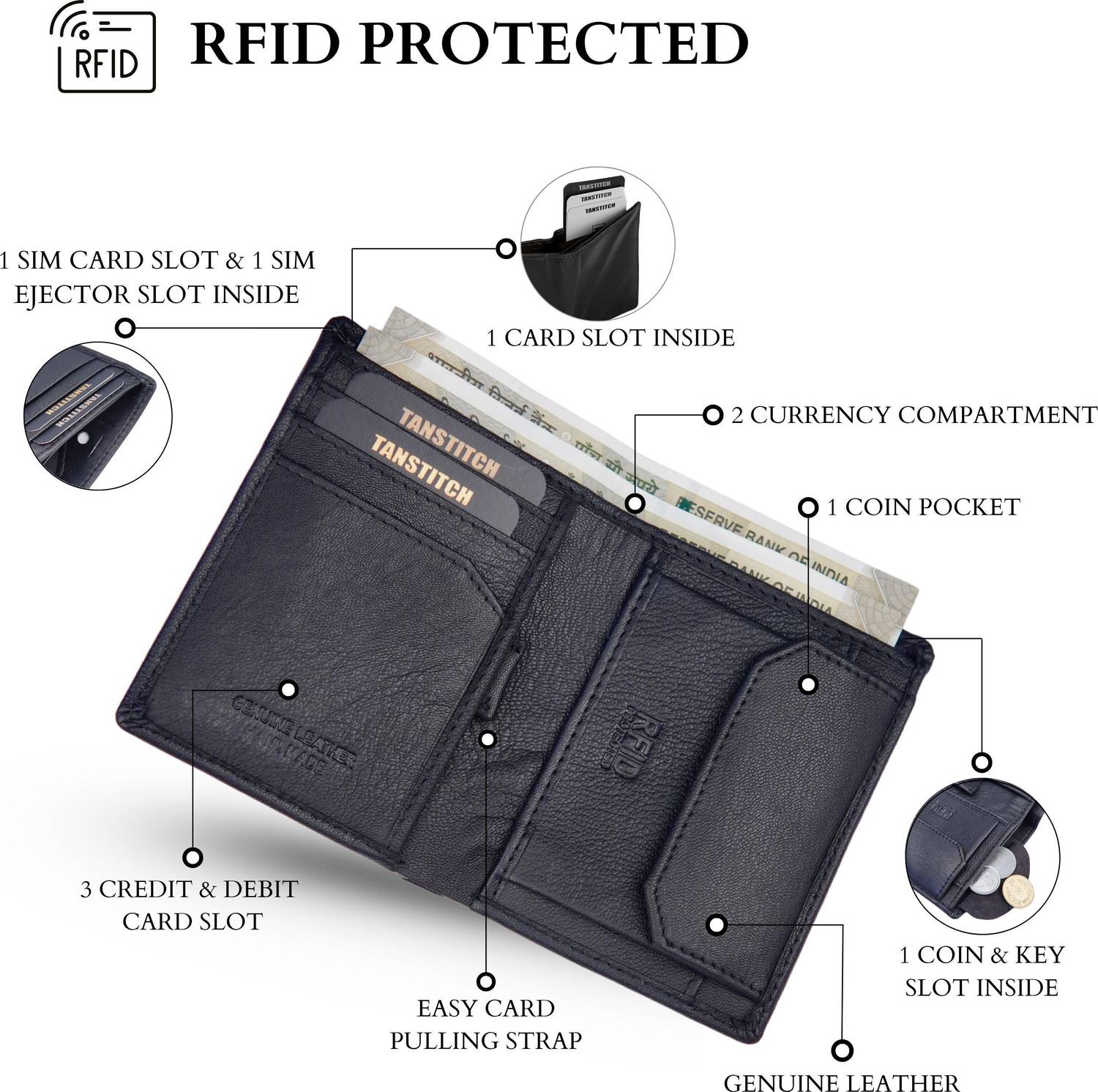 TANSTITCH Men Black Leather Wallet - Image 2