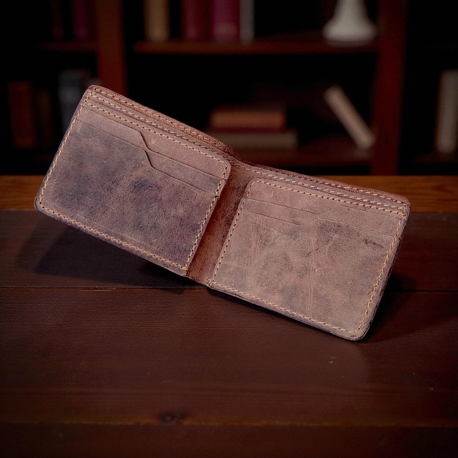 Image of Rustic Craft Men Trendy Brown Genuine Leather Wallet