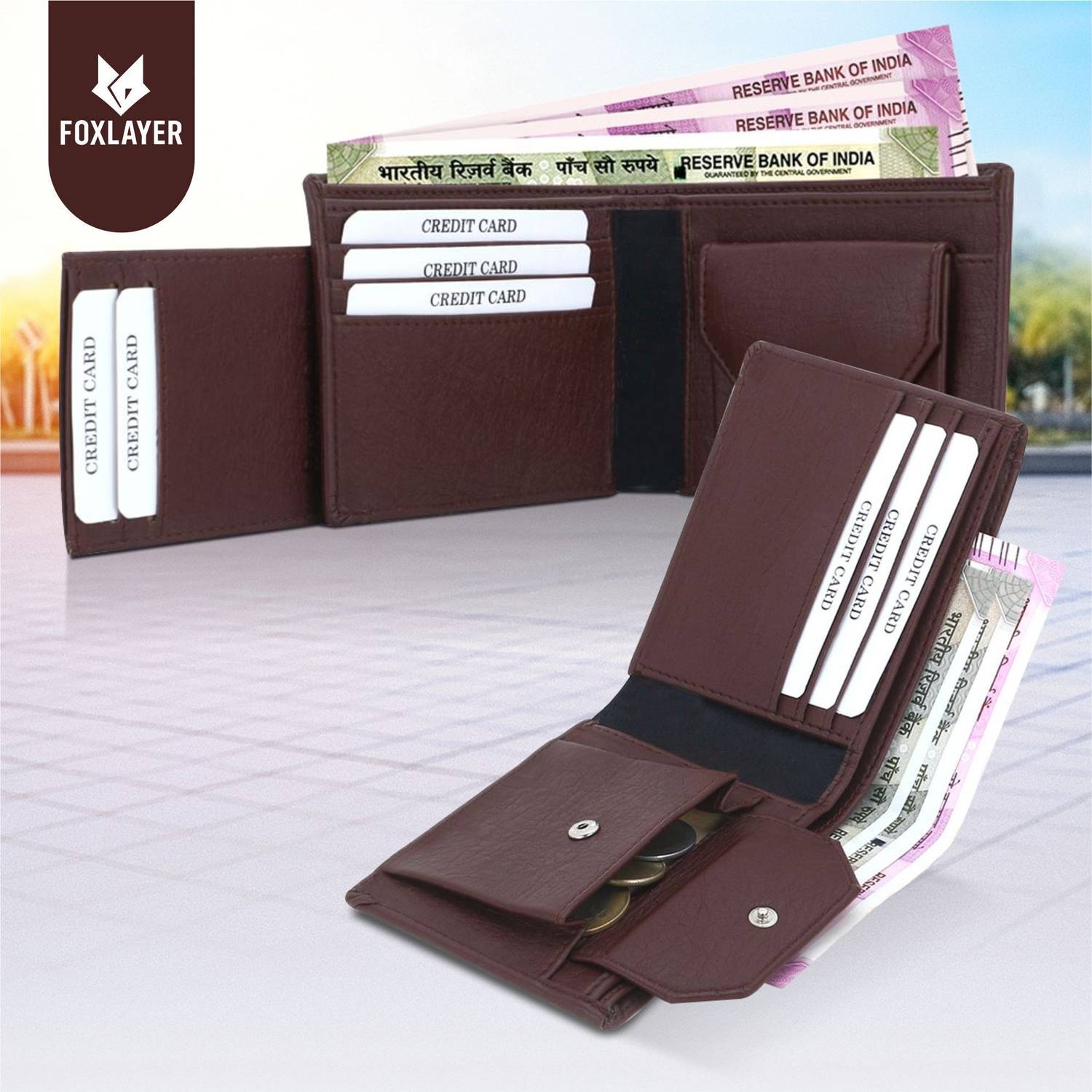 Foxlayer Men Brown Leather Wallet - Image 3