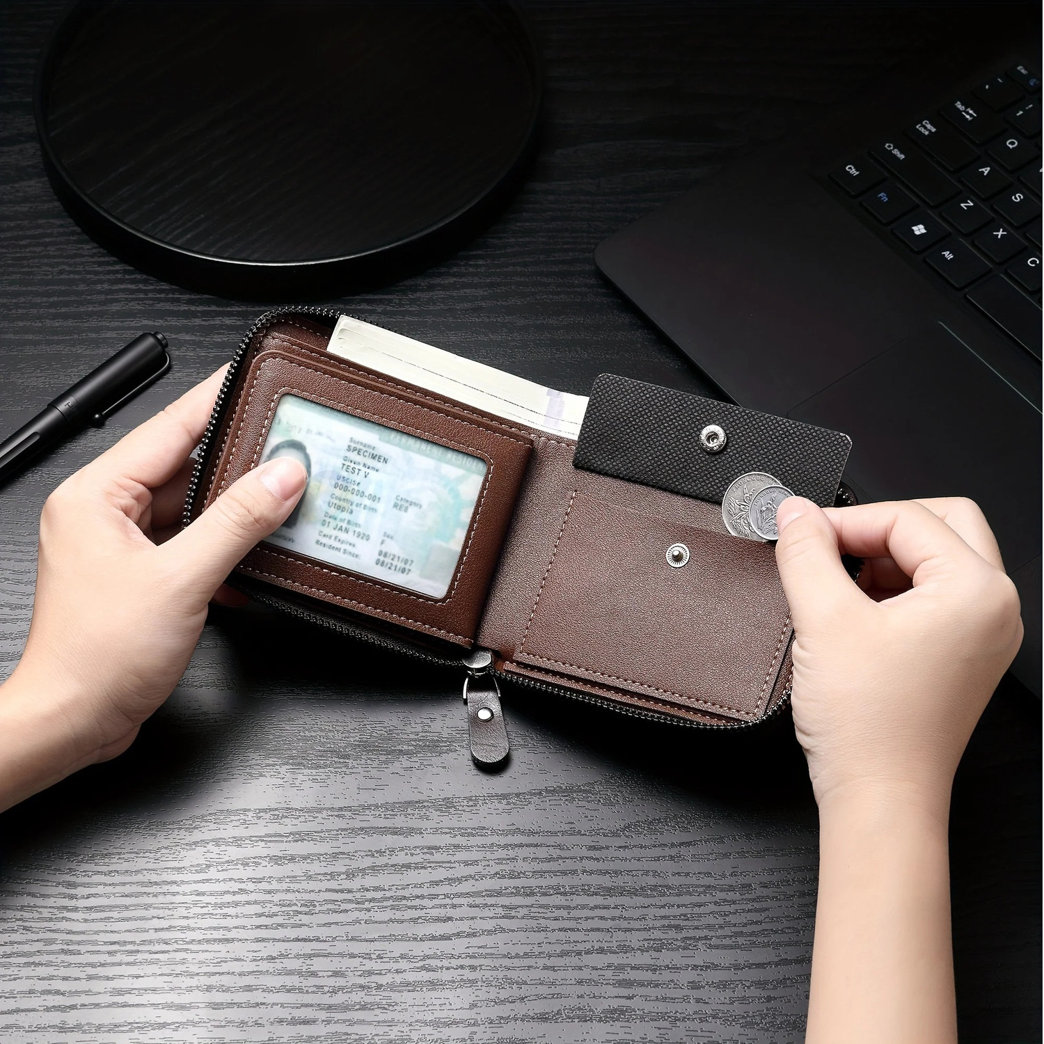 Image of Tom Paris Women Casual Brown Genuine Leather Wallet (3 Card Slots)