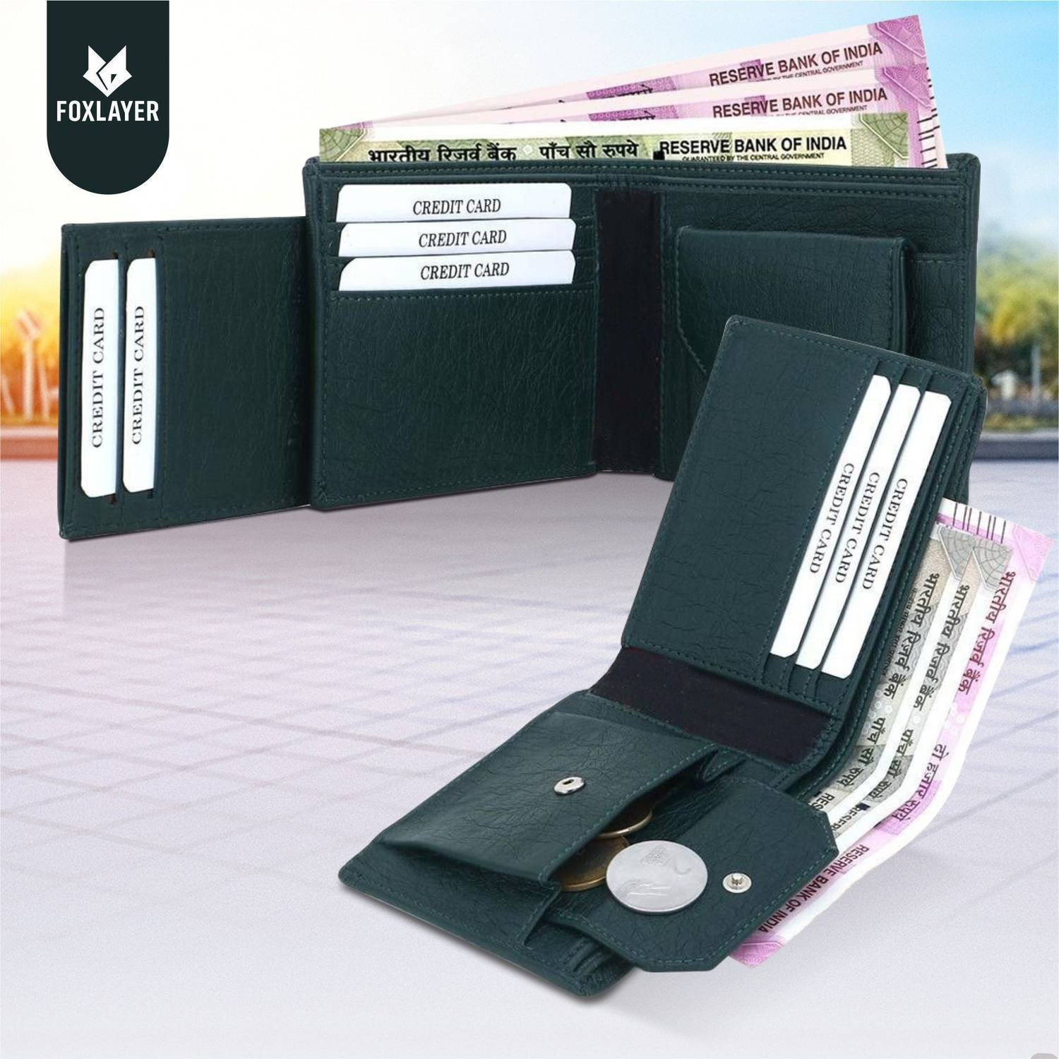 Foxlayer Green Leather Wallet - Image 3