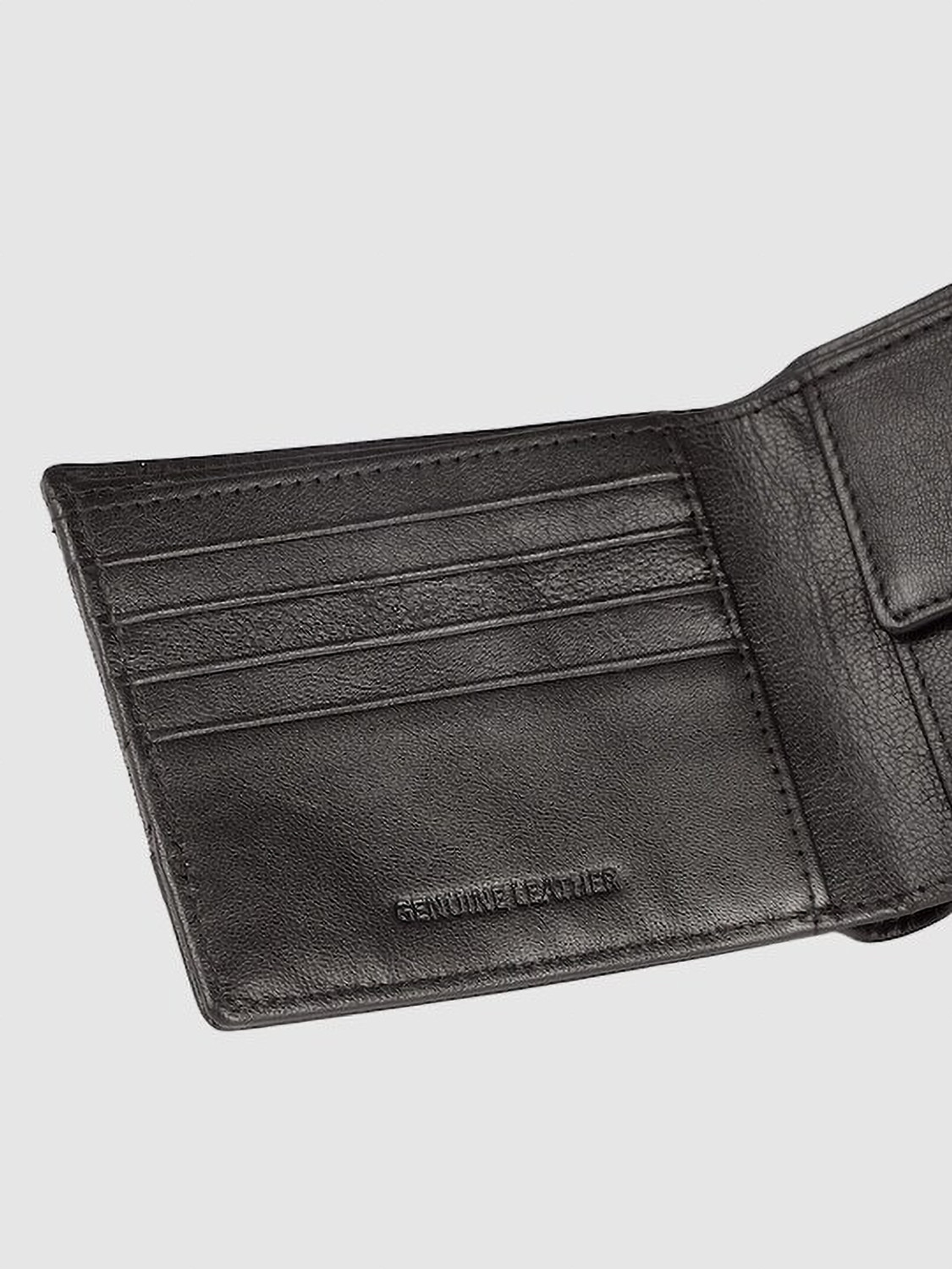 Image of Allen Solly Men Casual Black, Grey Genuine Leather Wallet