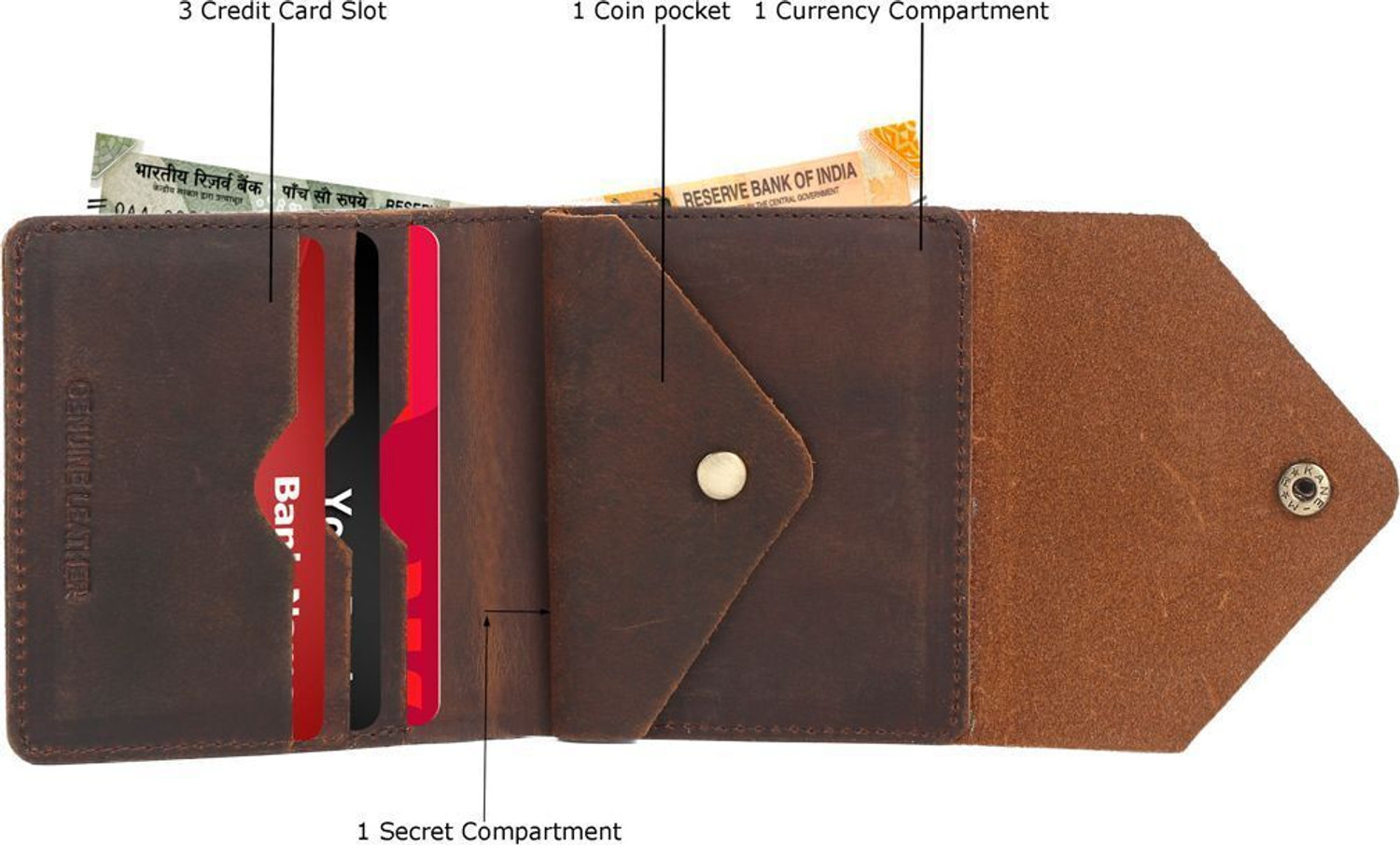 Image of Teakwood Leathers Men Casual Brown Genuine Leather Wallet