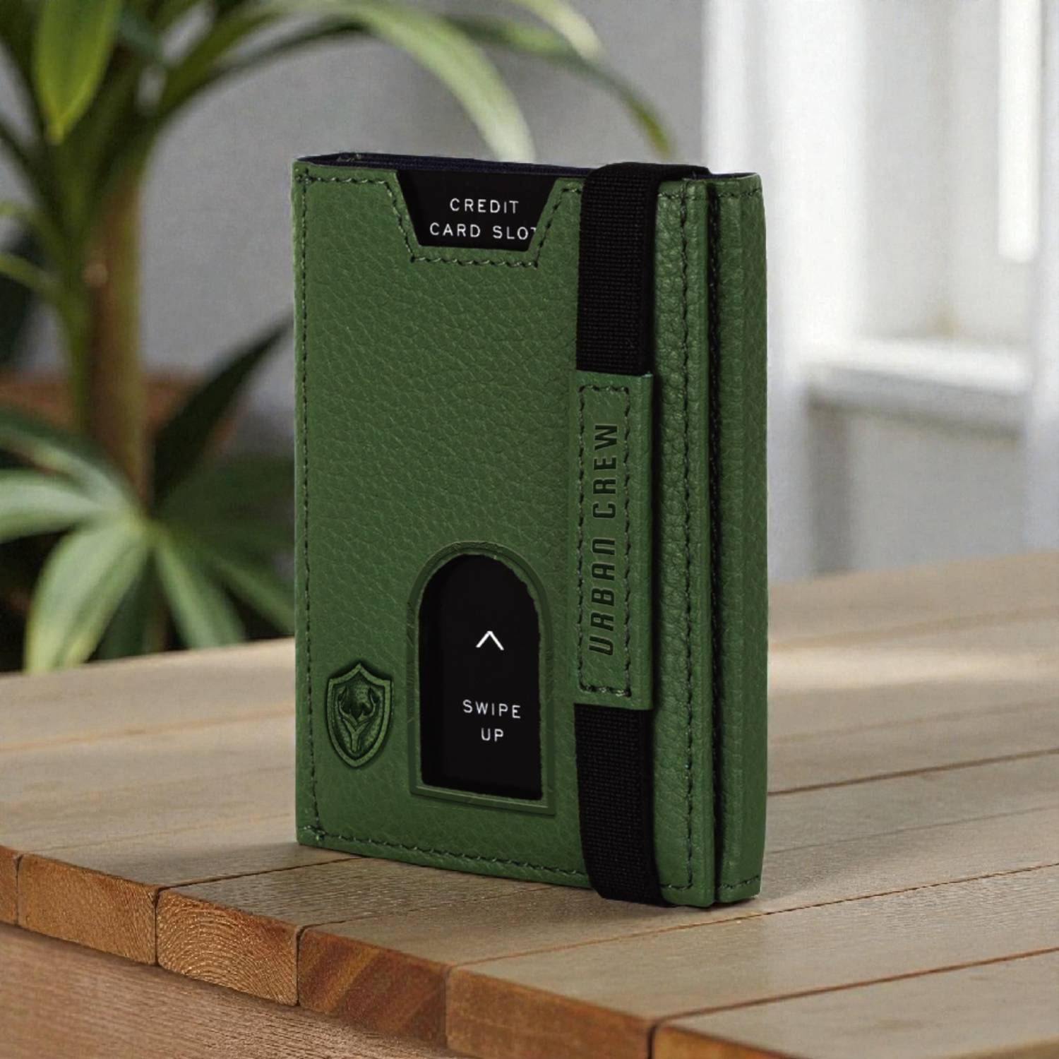 Men & Women Casual Green Genuine Leather RFID Wallet - Image 1
