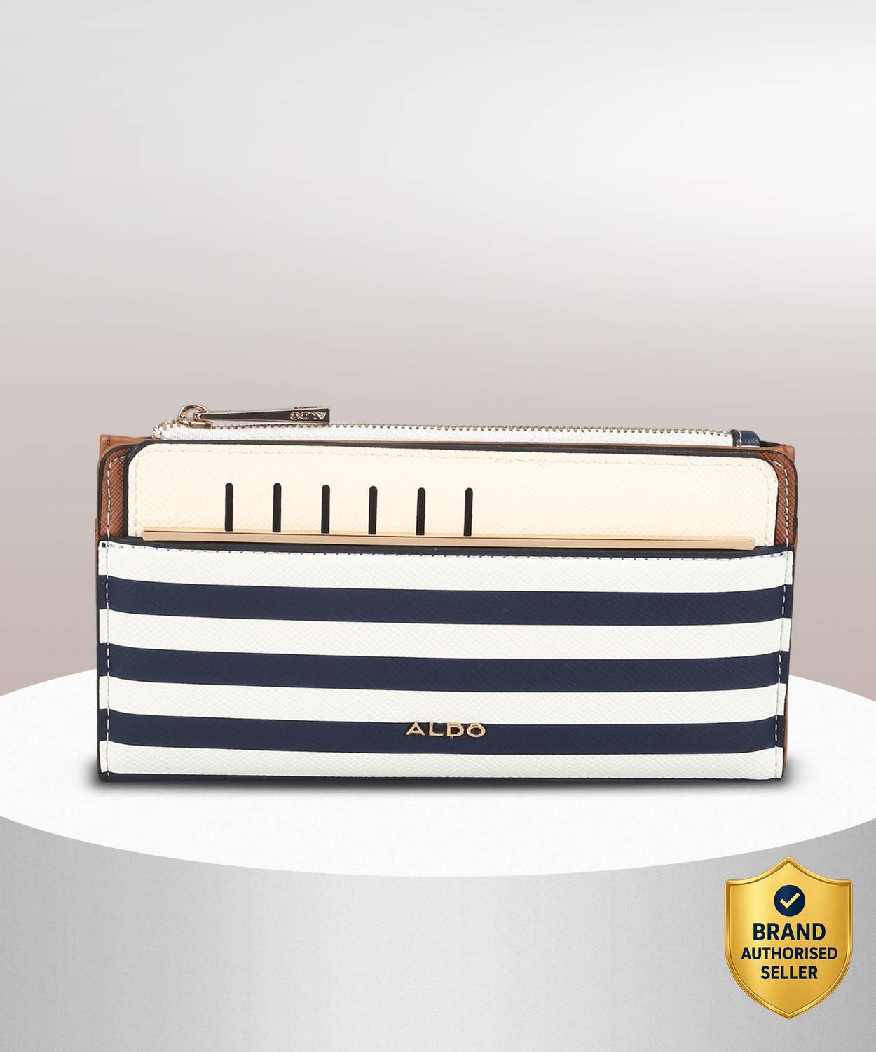 ALDO Women Casual Blue, White Artificial Leather Wallet