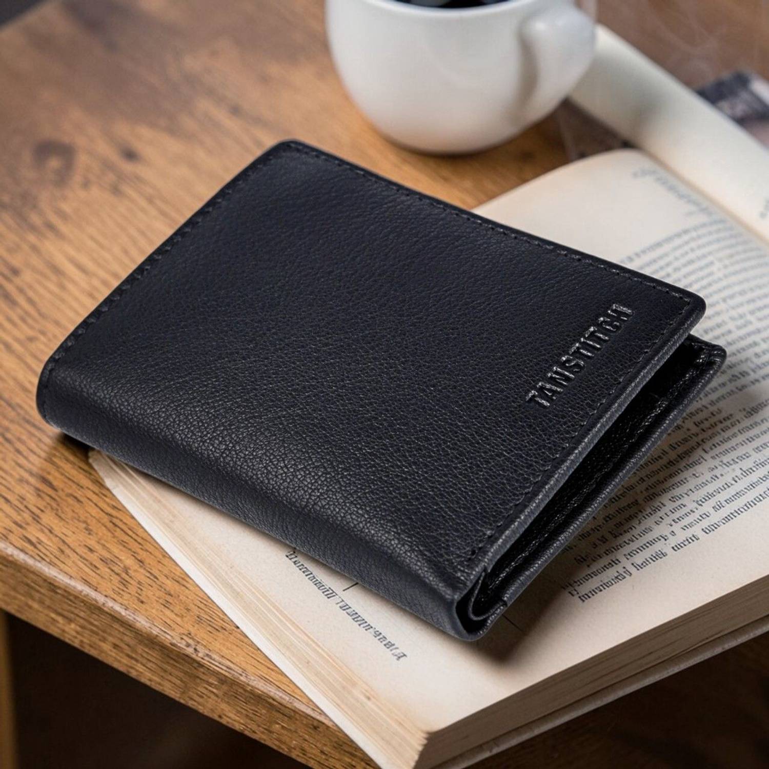 TANSTITCH Men Black Leather Wallet - Image 1