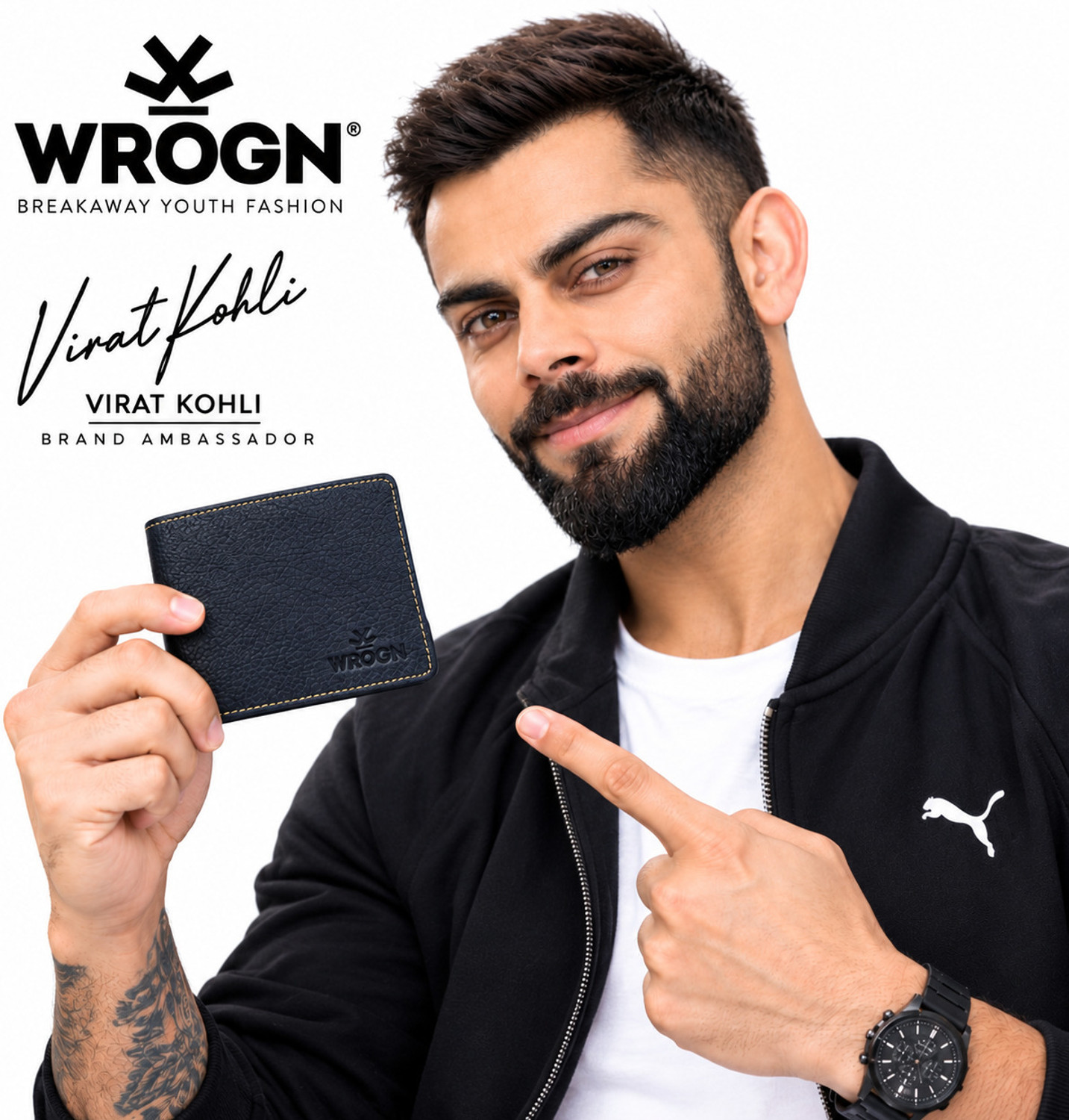 Image of WROGN Men Casual, Ethnic, Evening /Party, Formal, Travel, Trendy Blue Genuine Leather Wallet