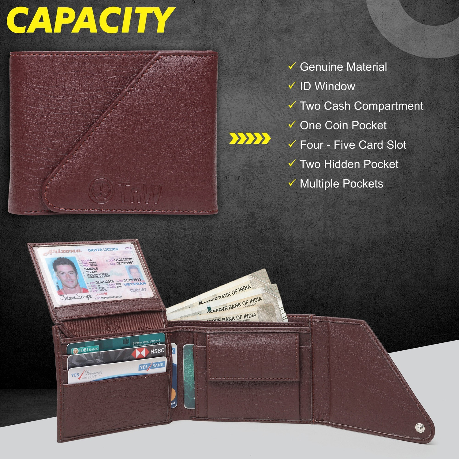Image of TnW Men Brown Artificial Leather Wallet