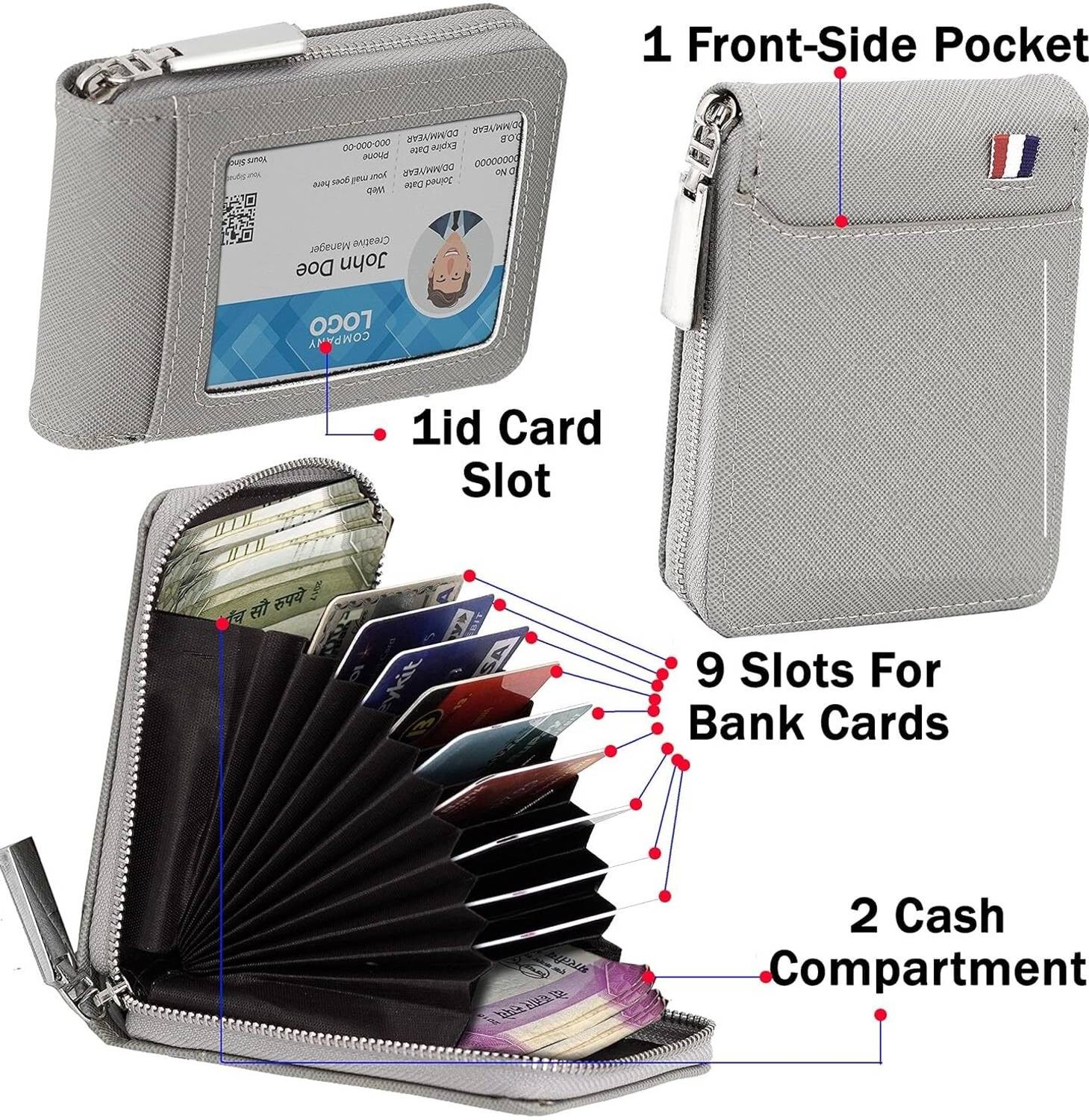 HouseOfCommon Grey Leather Card Holder - Image 4