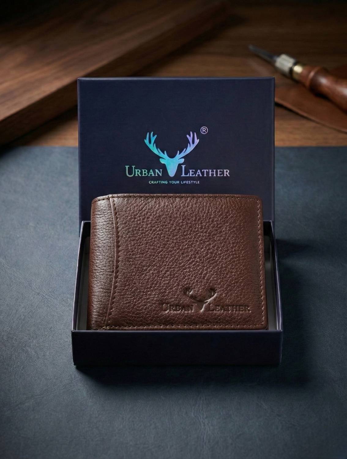 URBAN LEATHER Men Casual, Formal, Travel Brown Genuine Leather RF...mo