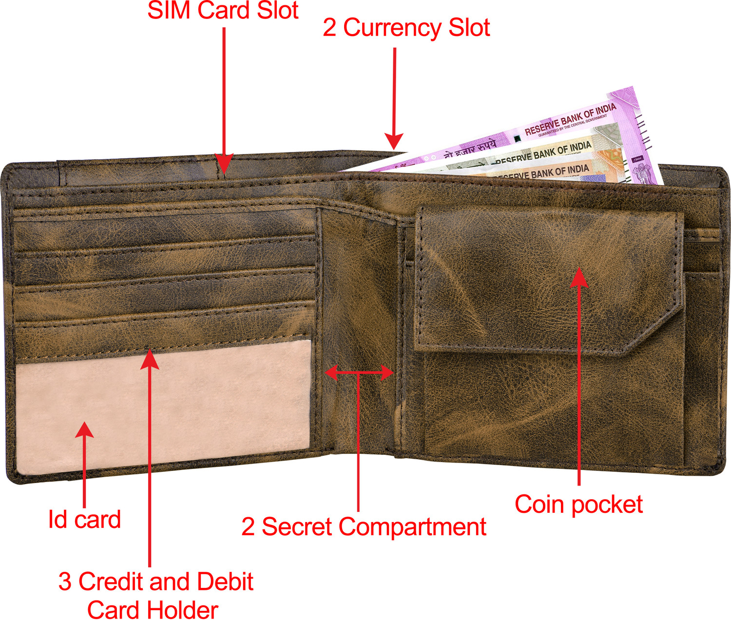 Image of RKSTORE Men Casual, Evening /Party, Formal Brown Artificial Leather Wallet (5 Card Slots)