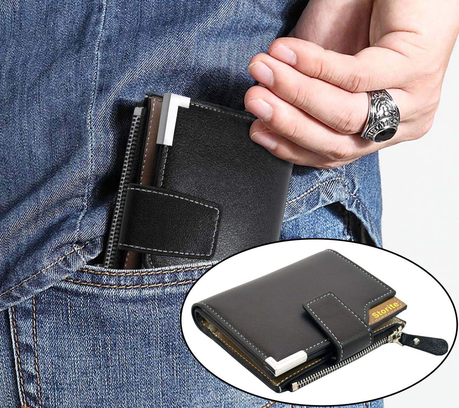 Image of STORITE Men Casual, Formal, Travel, Trendy Brown Artificial Leather Wallet