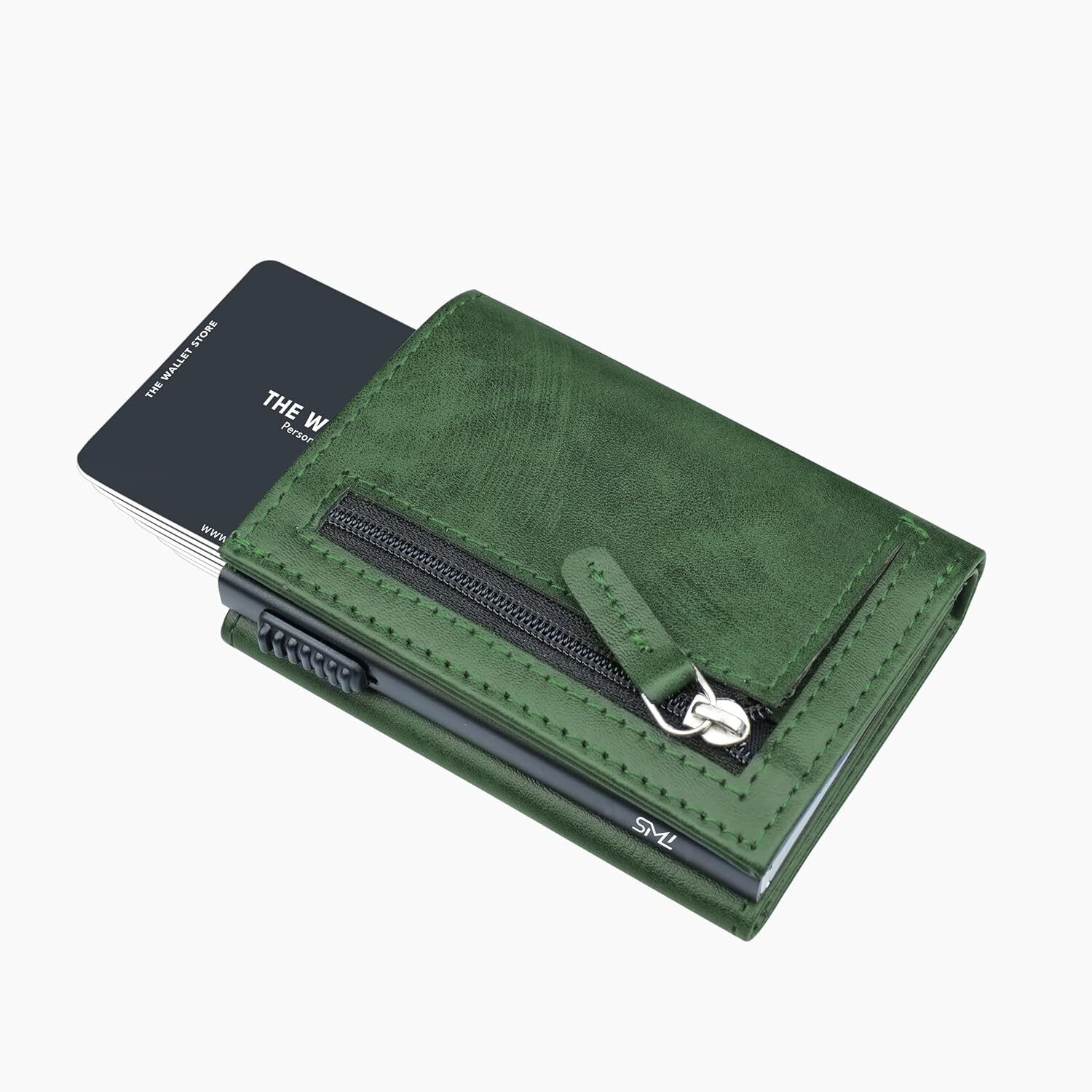 Image of thewalletstore Men Casual Green Genuine Leather Wallet