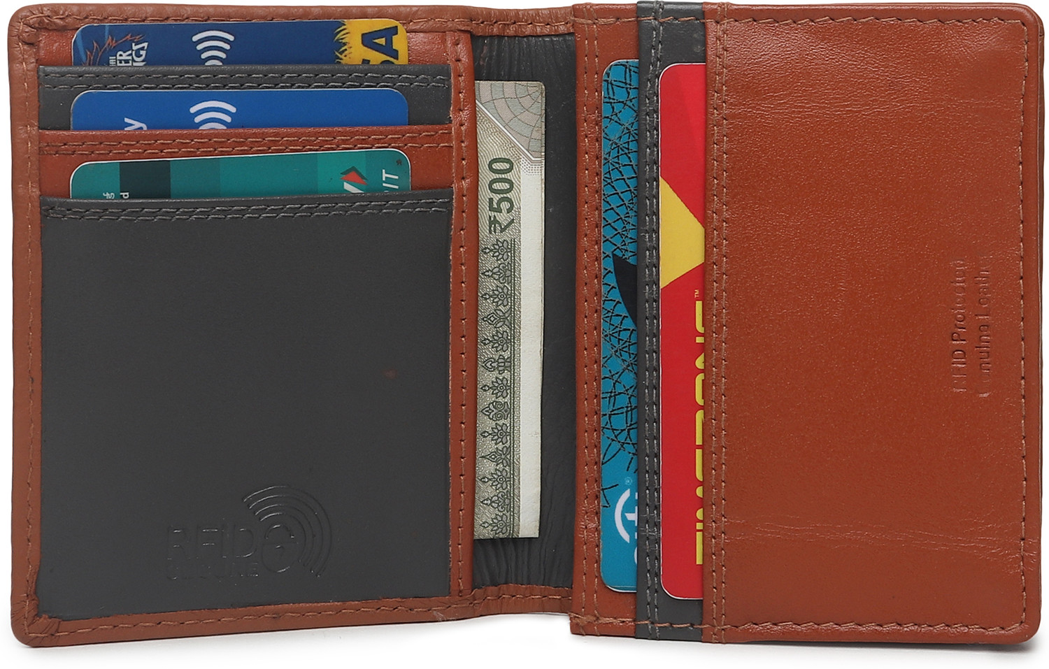 Image of Vital King Men Trendy, Casual, Evening /Party Orange Genuine Leather Card Holder