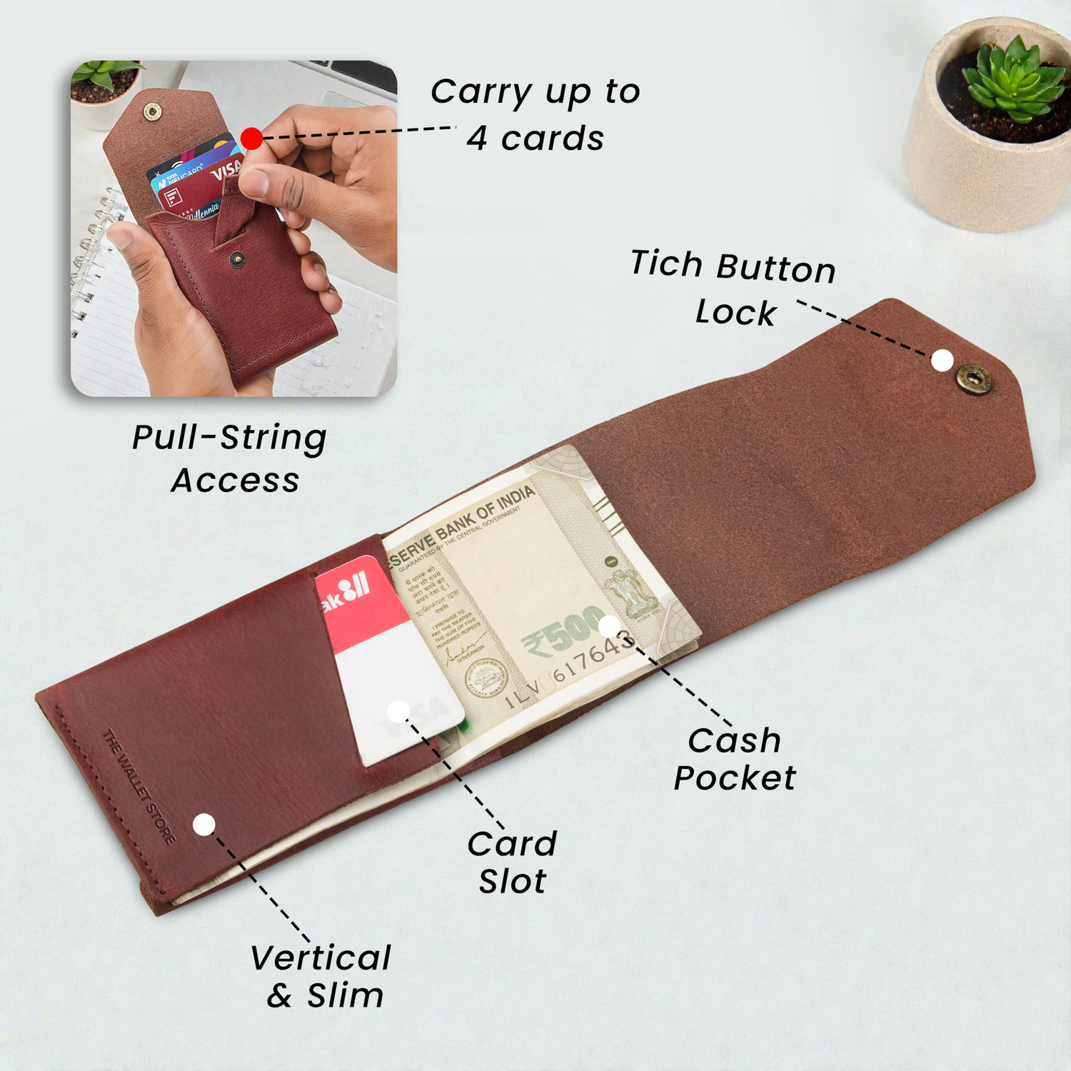 Image of thewalletstore Men Casual, Formal, Travel, Trendy Maroon Genuine Leather Wallet