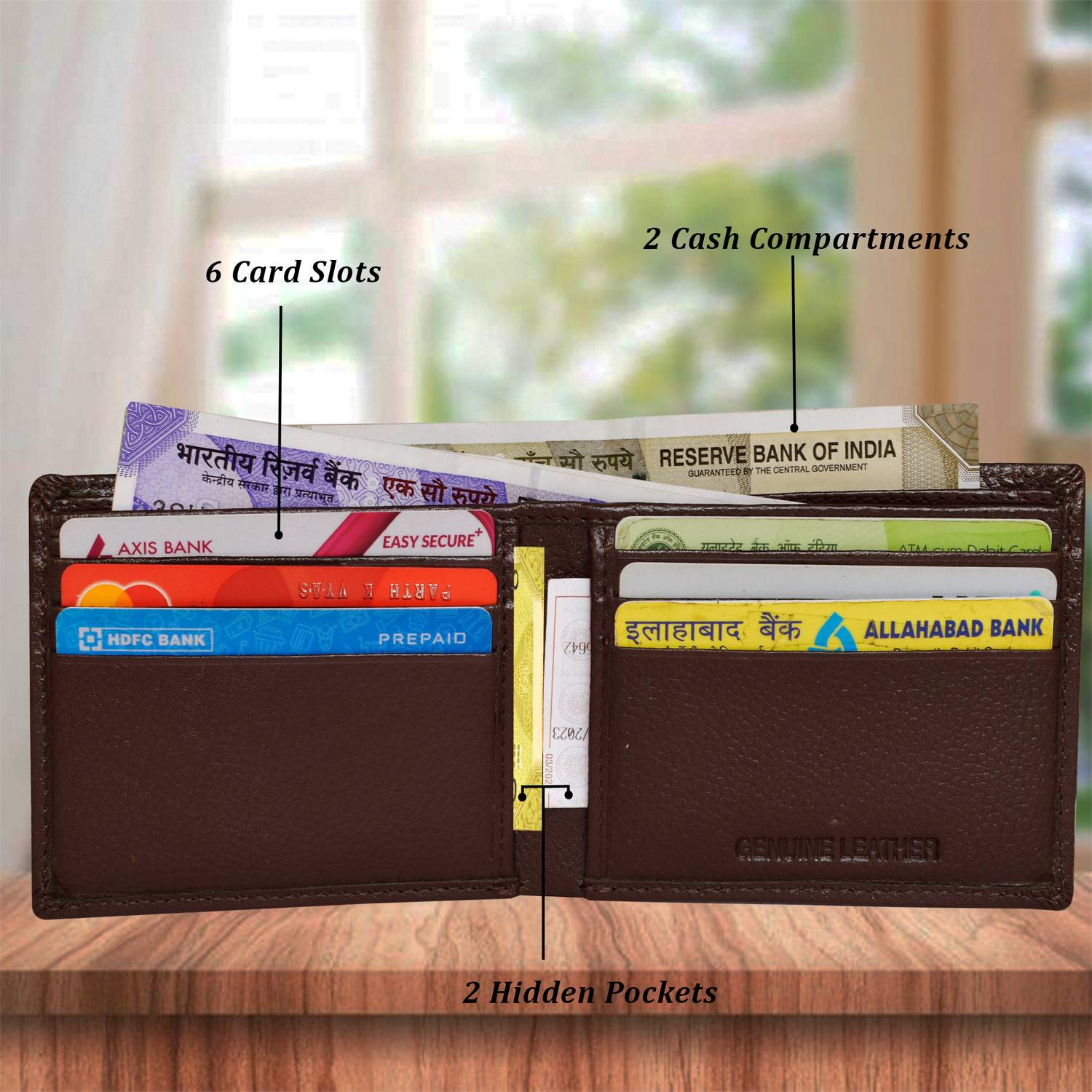 ABYS Men Casual, Ethnic, Evening/Party, Formal, Travel, Trendy Brown Genuine Leather Money Clip