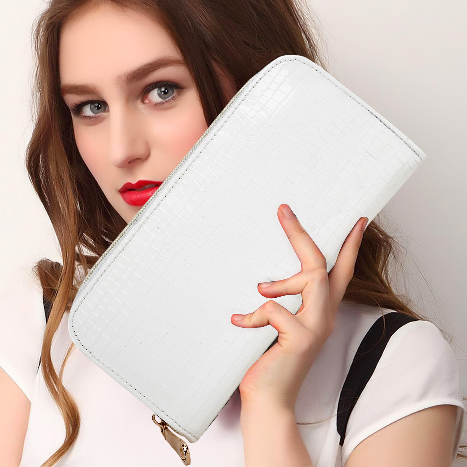 Image of QNS Women Casual, Ethnic, Evening /Party, Formal, Travel, Trendy White Artificial Leather Wallet