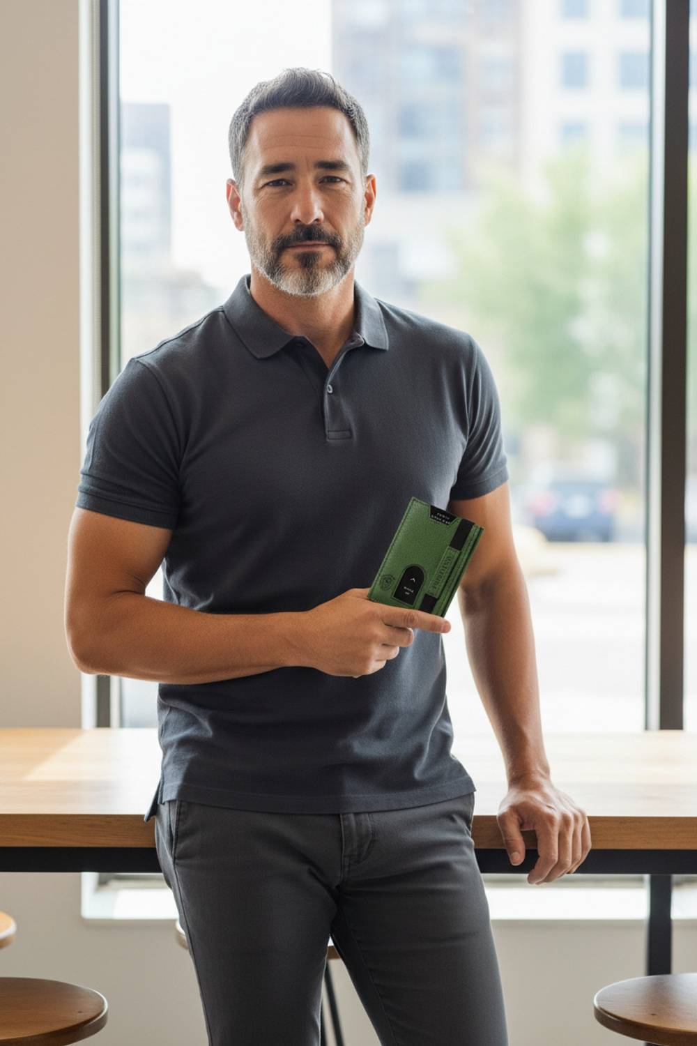 Men & Women Casual Green Genuine Leather RFID Wallet - Image 4