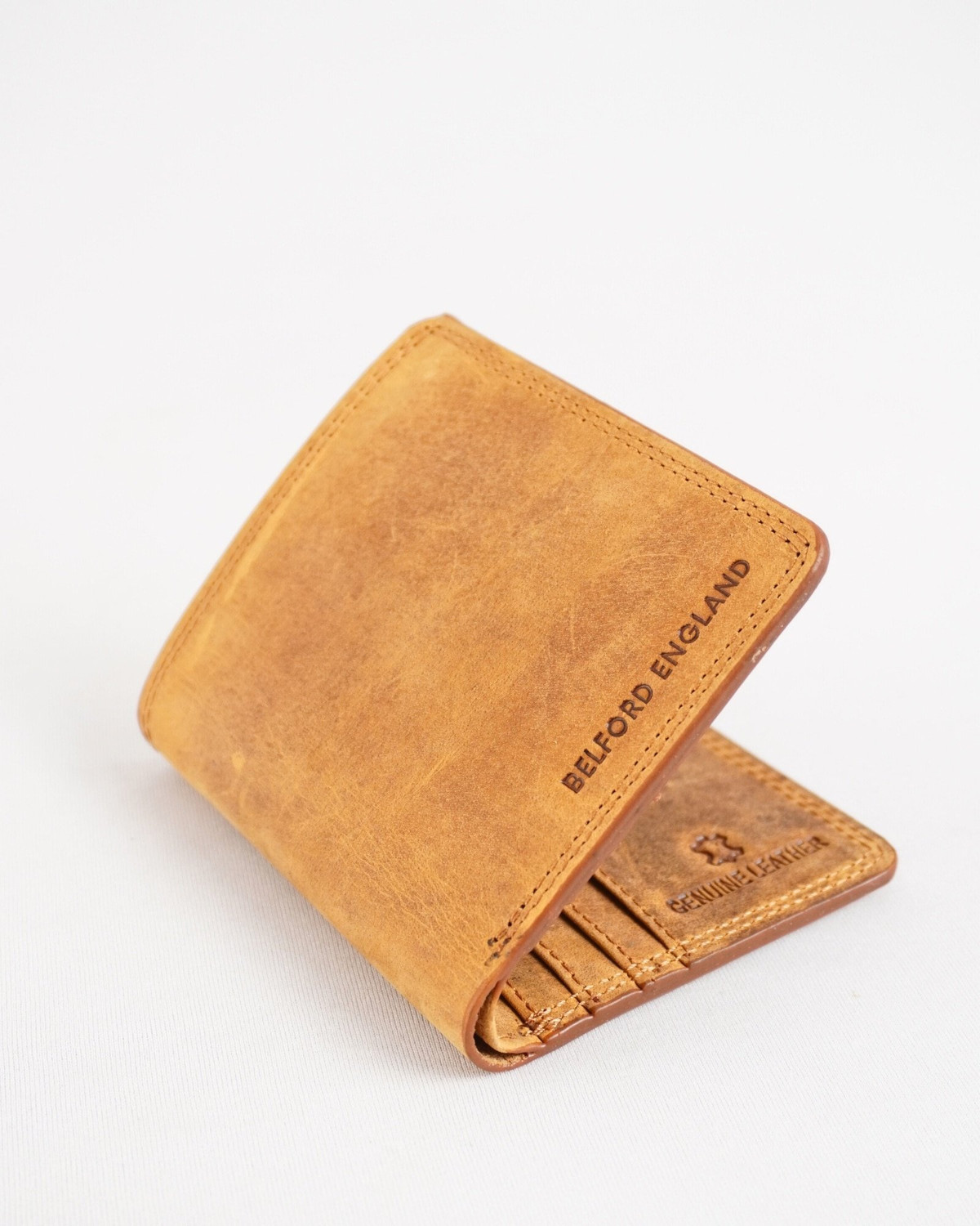Image of BELFORD ENGLAND Men Tan Genuine Leather Wallet