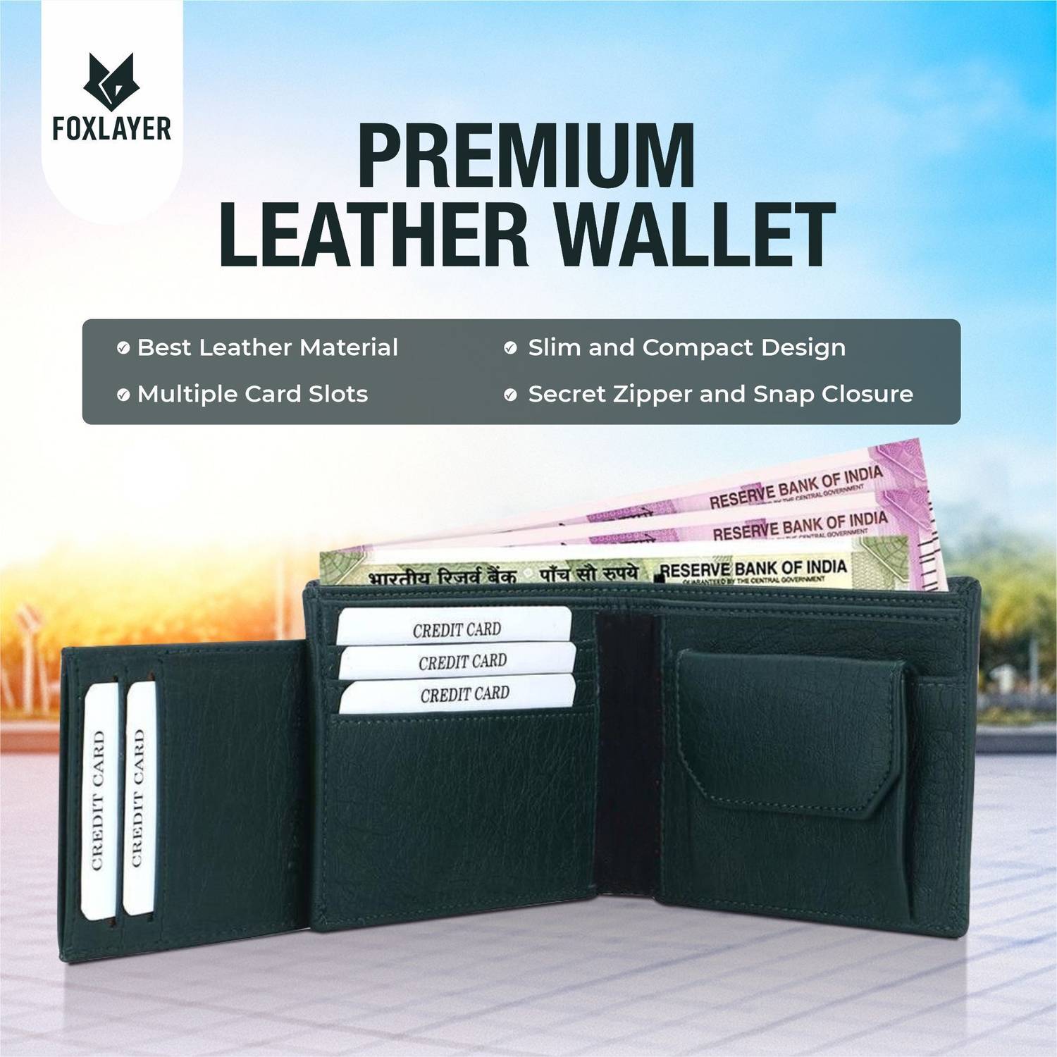 Foxlayer Green Leather Wallet - Image 2